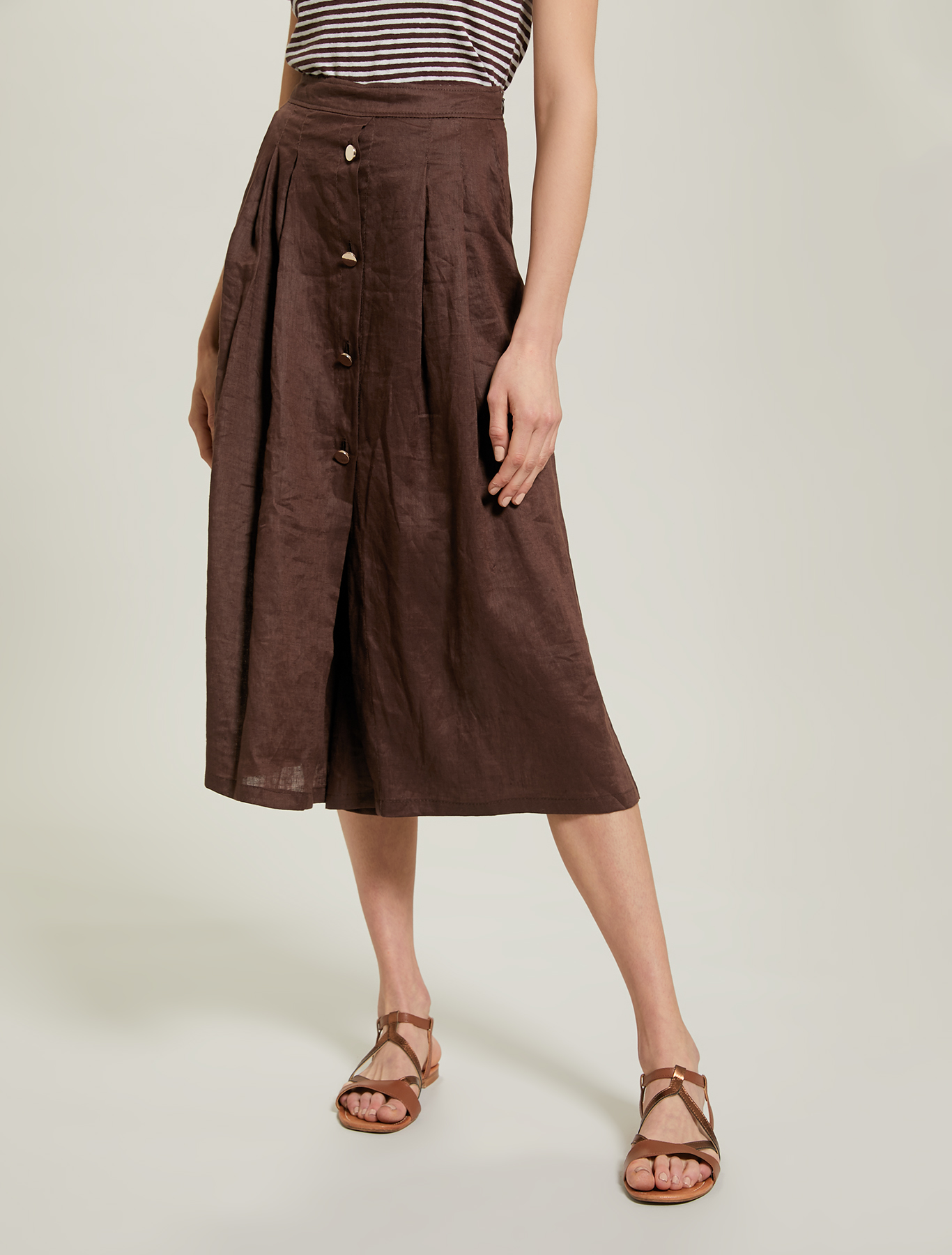 Pure linen culottes, brown - Pennyblack Pure linen culottes - brown - pennyblack