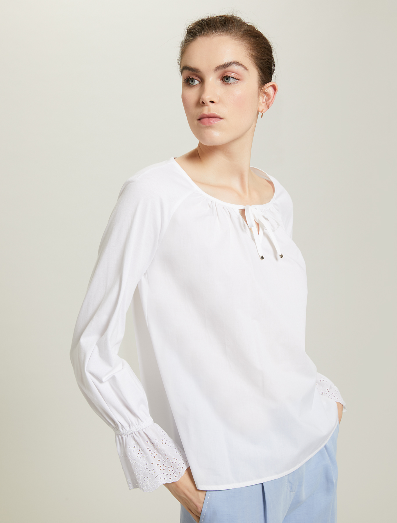 Blusa in popeline e jersey, bianco ottico - Pennyblack Blusa in popeline e jersey - bianco ottico - pennyblack