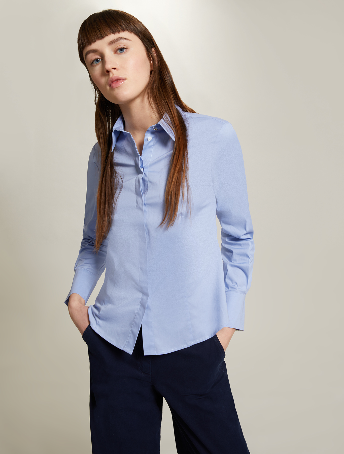 Slim-fit, cotton shirt, light blue - Pennyblack Slim-fit, cotton shirt - light blue - pennyblack