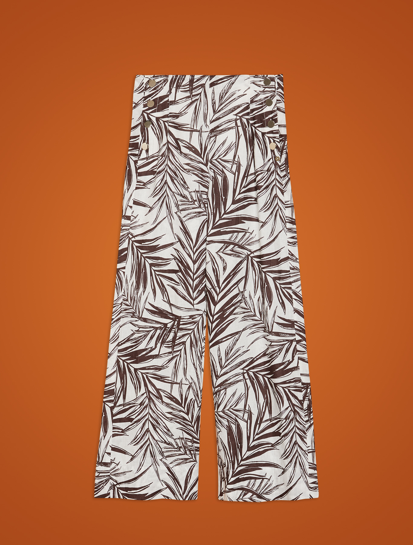 Pure linen wide-leg trousers, white pattern - Pennyblack Pure linen wide-leg trousers - white pattern - pennyblack