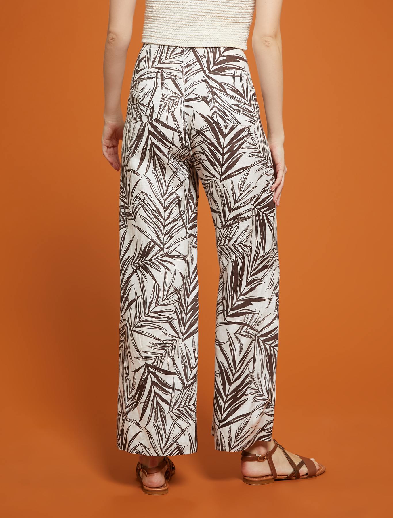 Pure linen wide-leg trousers, white pattern - Pennyblack Pure linen wide-leg trousers - white pattern - pennyblack