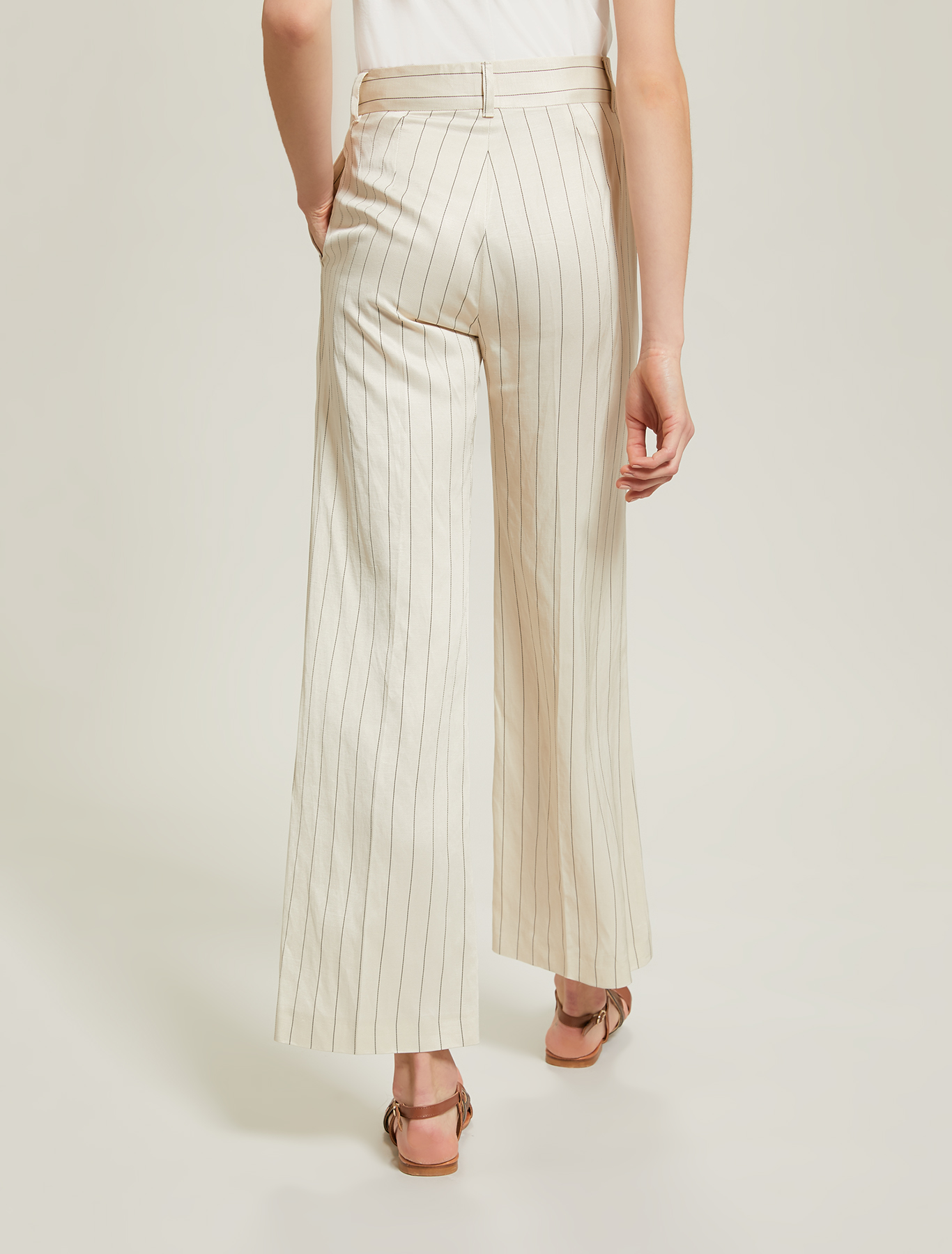 Pinstriped twill trousers, beige pattern - Pennyblack Pinstriped twill trousers - beige pattern - pennyblack