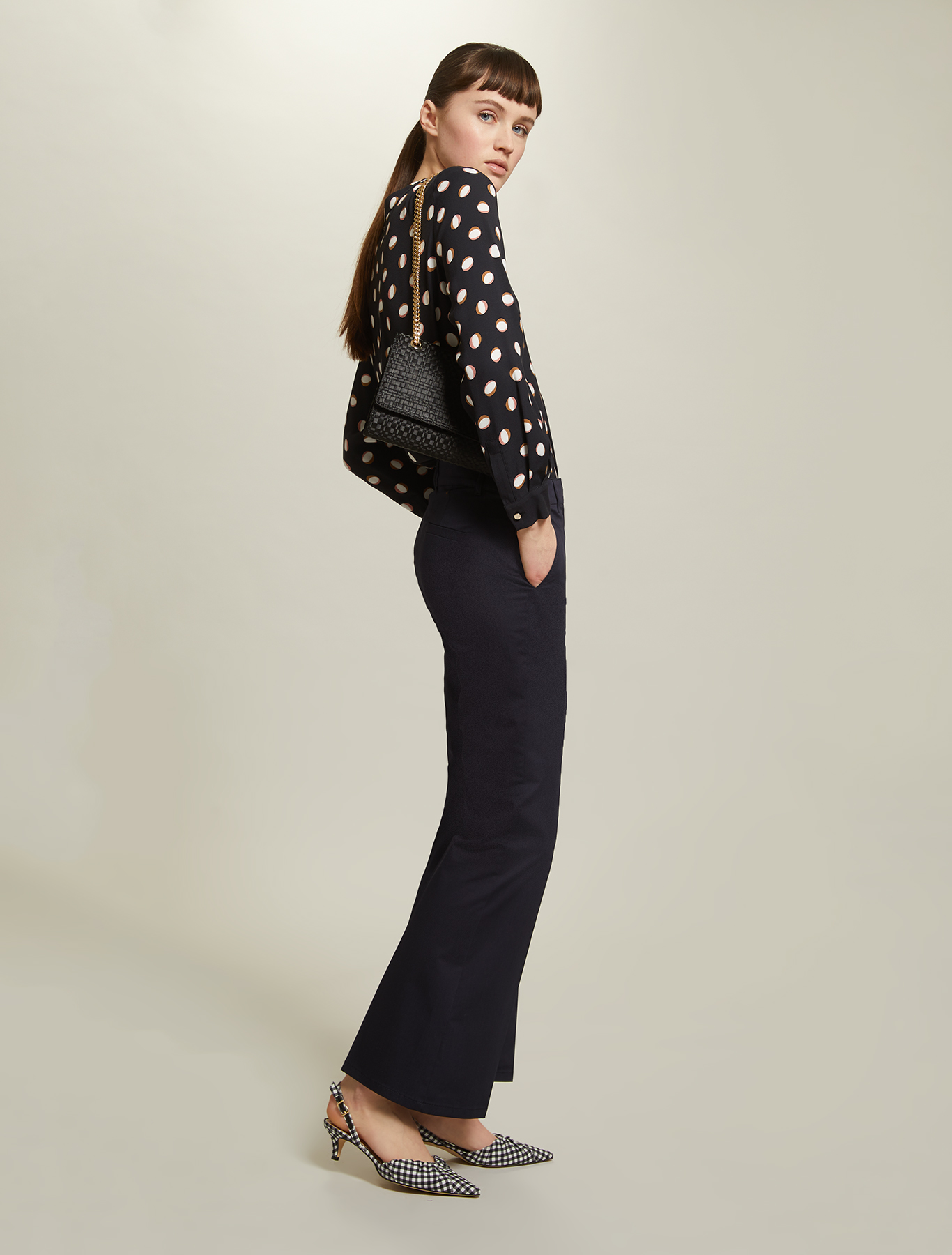Cotton satin trousers, navy blue - Pennyblack Cotton satin trousers - navy blue - pennyblack