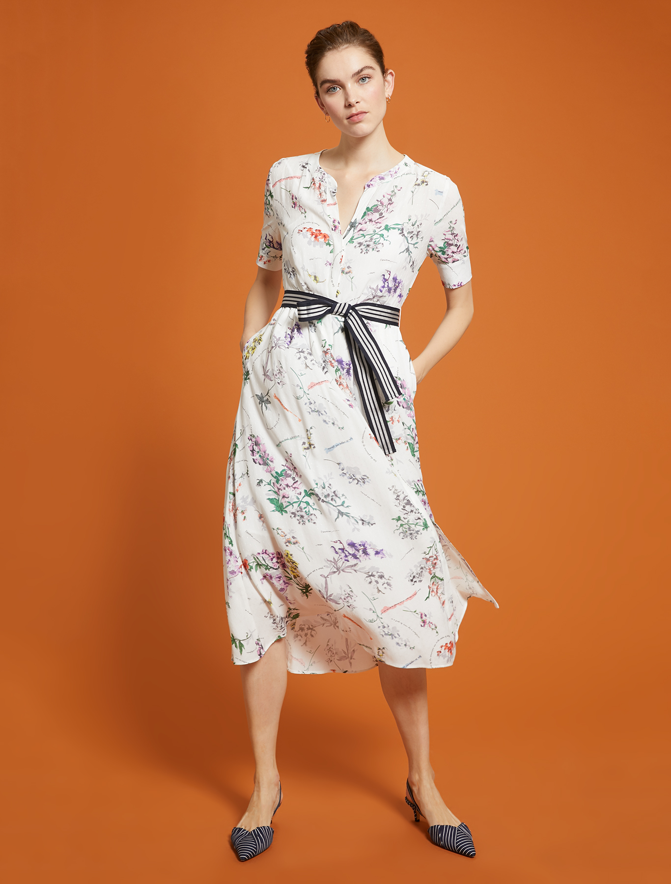 Plant-print shirt dress, white pattern - Pennyblack Plant-print shirt dress - white pattern - pennyblack