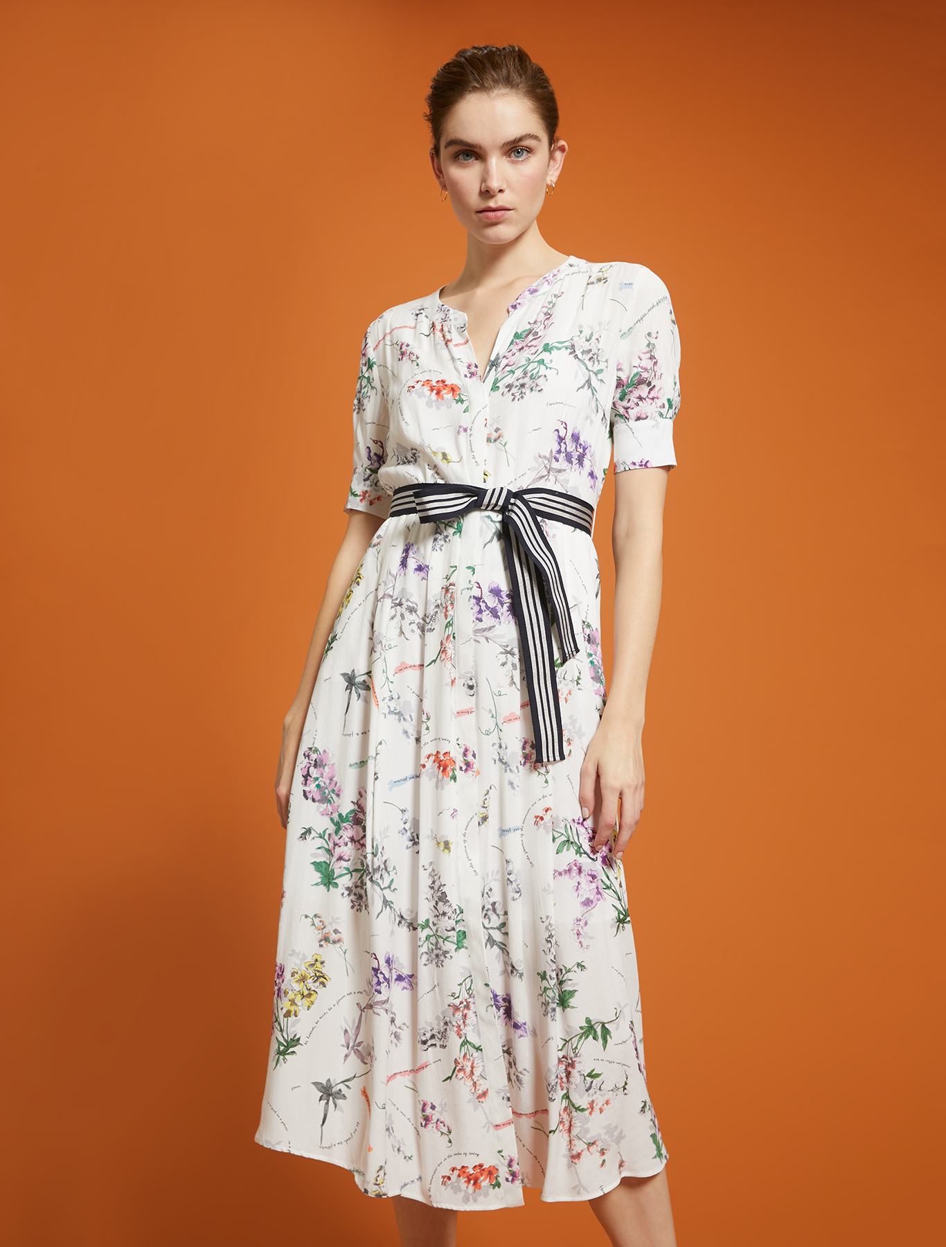 Plant-print shirt dress, white pattern - Pennyblack Plant-print shirt dress - white pattern - pennyblack