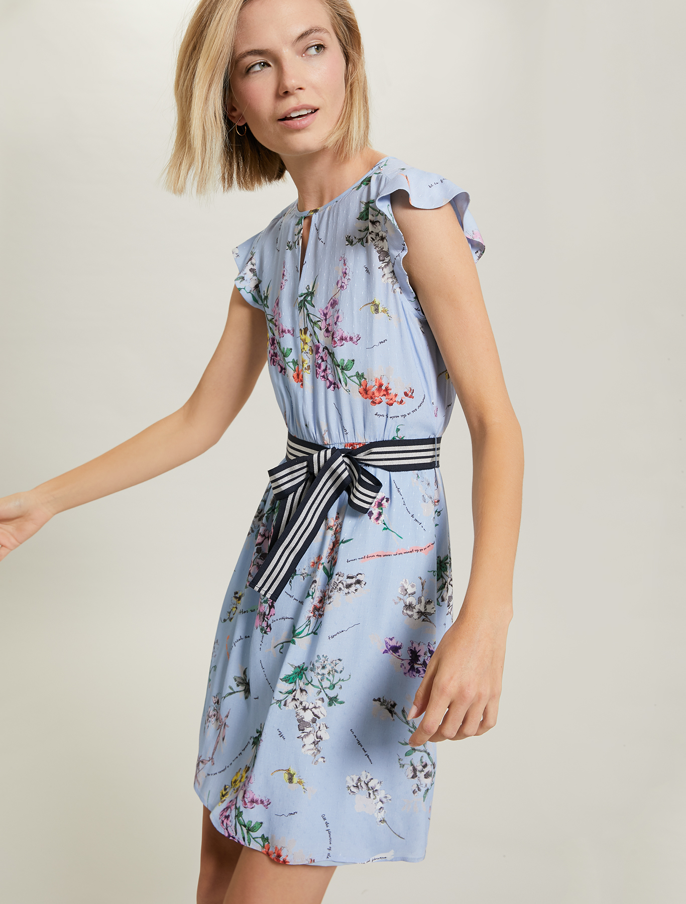 Plant-print dress, light blue pattern - Pennyblack Plant-print dress - light blue pattern - pennyblack