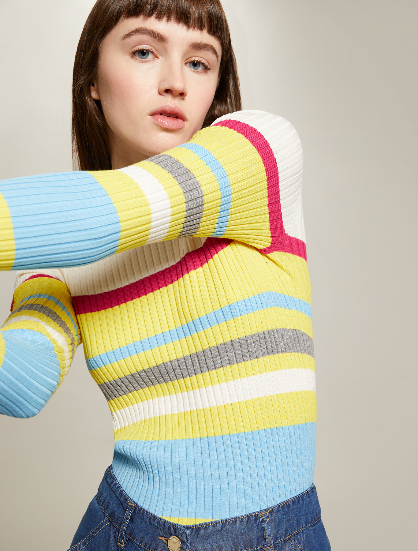 Multicoloured striped jumper, pale yellow pattern - Pennyblack Multicoloured striped jumper - pale yellow pattern - pennyblack