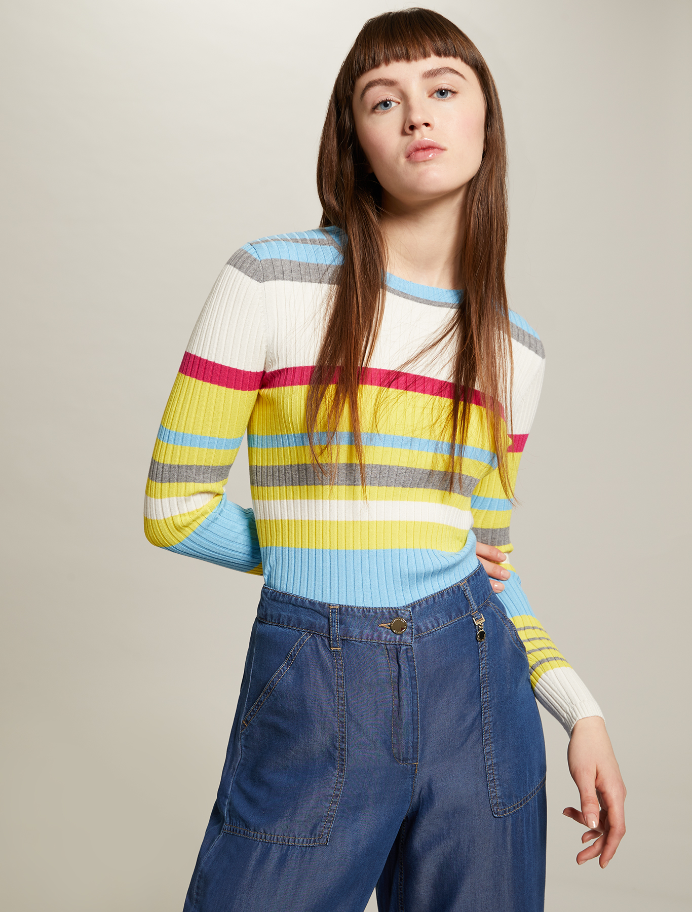 Multicoloured striped jumper, pale yellow pattern - Pennyblack Multicoloured striped jumper - pale yellow pattern - pennyblack