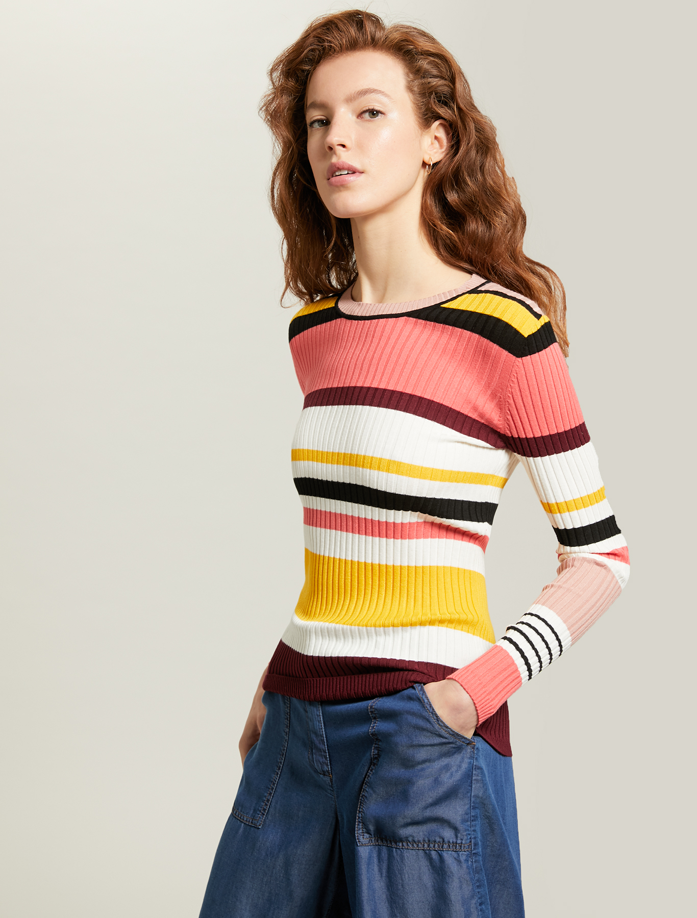 Multicoloured striped jumper, coral pattern - Pennyblack Multicoloured striped jumper - coral pattern - pennyblack