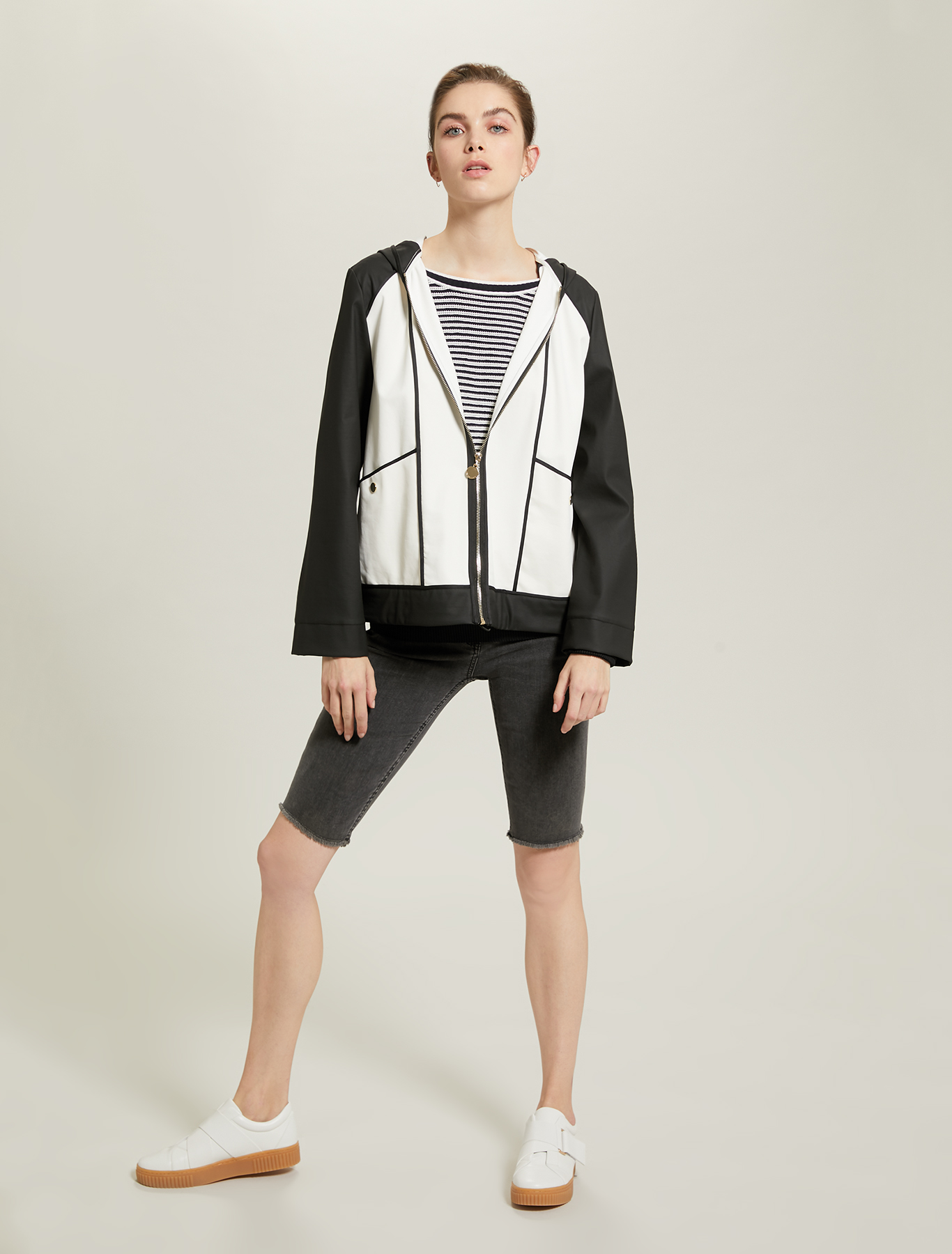 Rubberised jersey bomber jacket, white pattern - Pennyblack Rubberised jersey bomber jacket - white pattern - pennyblack