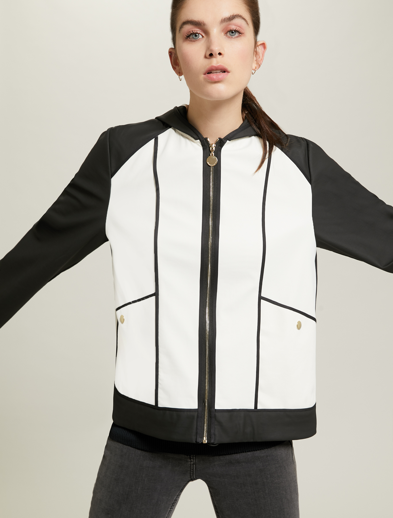 Rubberised jersey bomber jacket, white pattern - Pennyblack Rubberised jersey bomber jacket - white pattern - pennyblack
