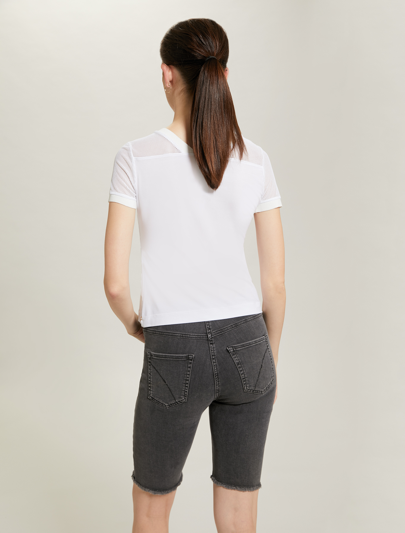 T-shirt with technical mesh inserts, white - Pennyblack T-shirt with technical mesh inserts - white - pennyblack