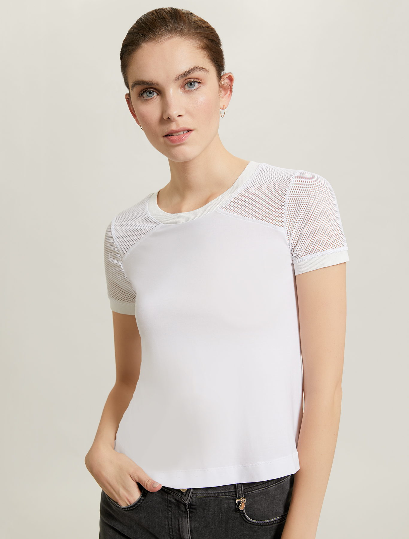 T-shirt with technical mesh inserts, white - Pennyblack T-shirt with technical mesh inserts - white - pennyblack
