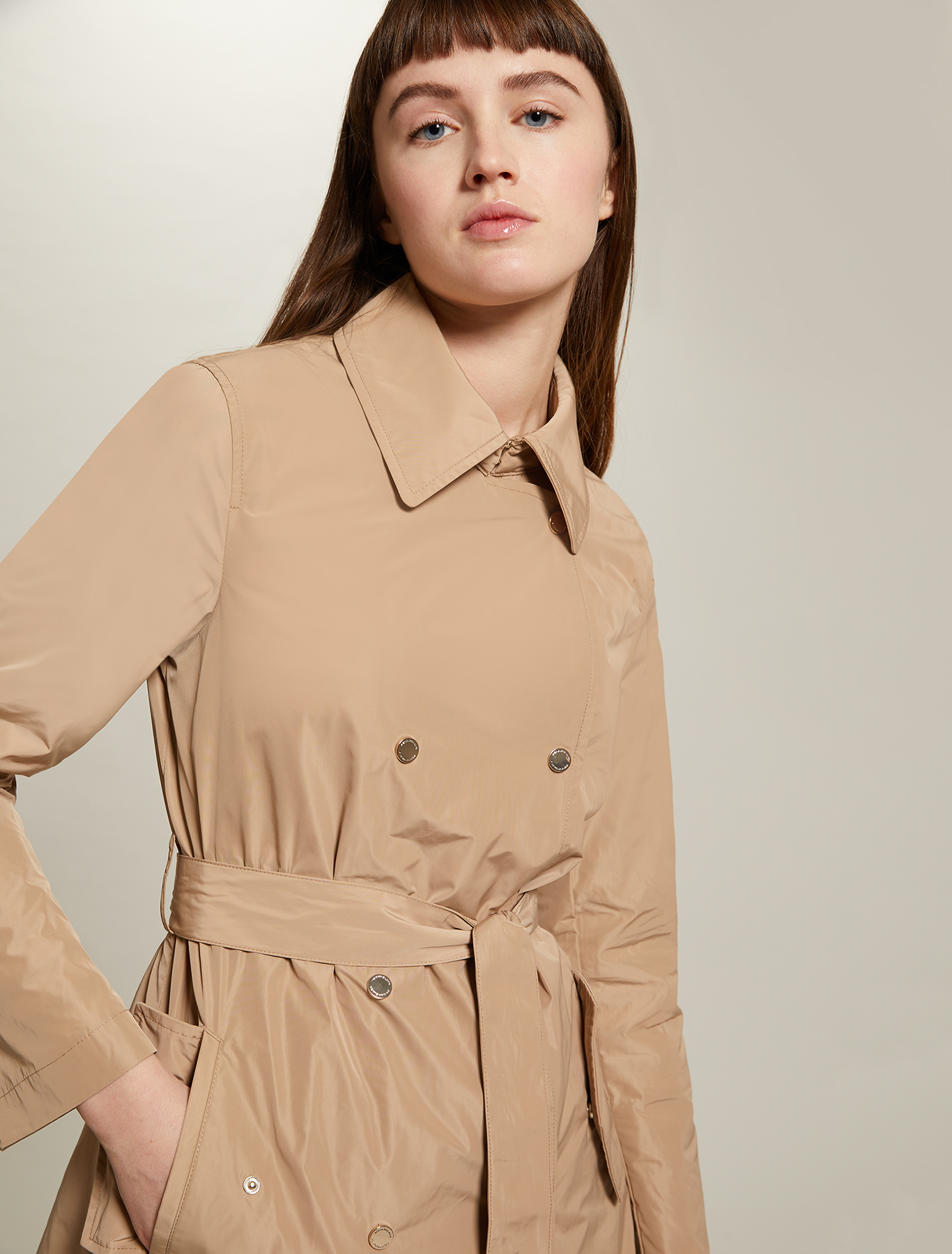 Double-breasted trench coat with belt, beige - Pennyblack Double-breasted trench coat with belt - beige - pennyblack