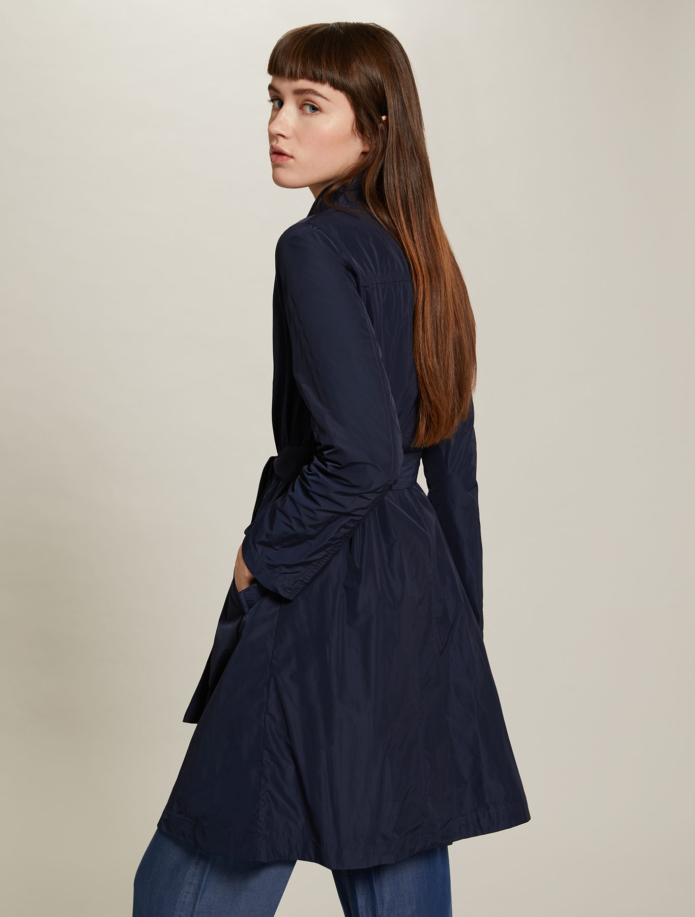 Double-breasted trench coat with belt, midnight blue - Pennyblack Double-breasted trench coat with belt - midnight blue - pennyblack