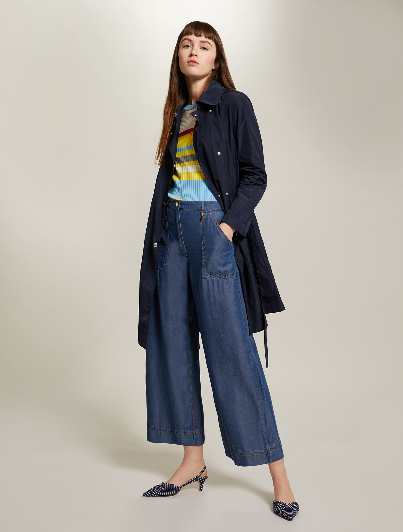 Double-breasted trench coat with belt, midnight blue - Pennyblack Double-breasted trench coat with belt - midnight blue - pennyblack