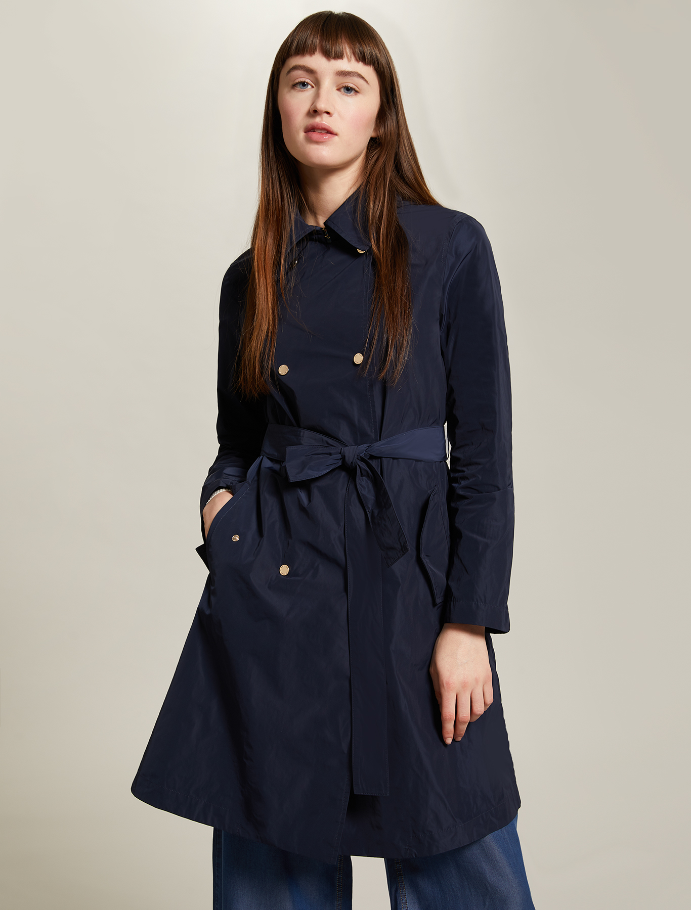 Double-breasted trench coat with belt, midnight blue - Pennyblack Double-breasted trench coat with belt - midnight blue - pennyblack