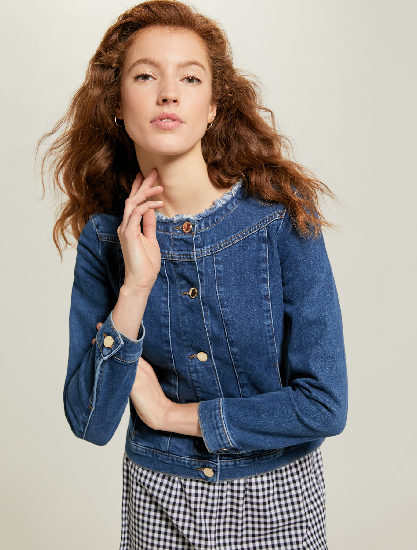 Denim round-neck jacket, midnight blue - Pennyblack Denim round-neck jacket - midnight blue - pennyblack
