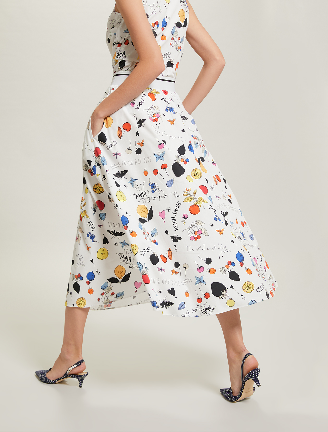 Printed cotton skirt, white pattern - Pennyblack Printed cotton skirt - white pattern - pennyblack