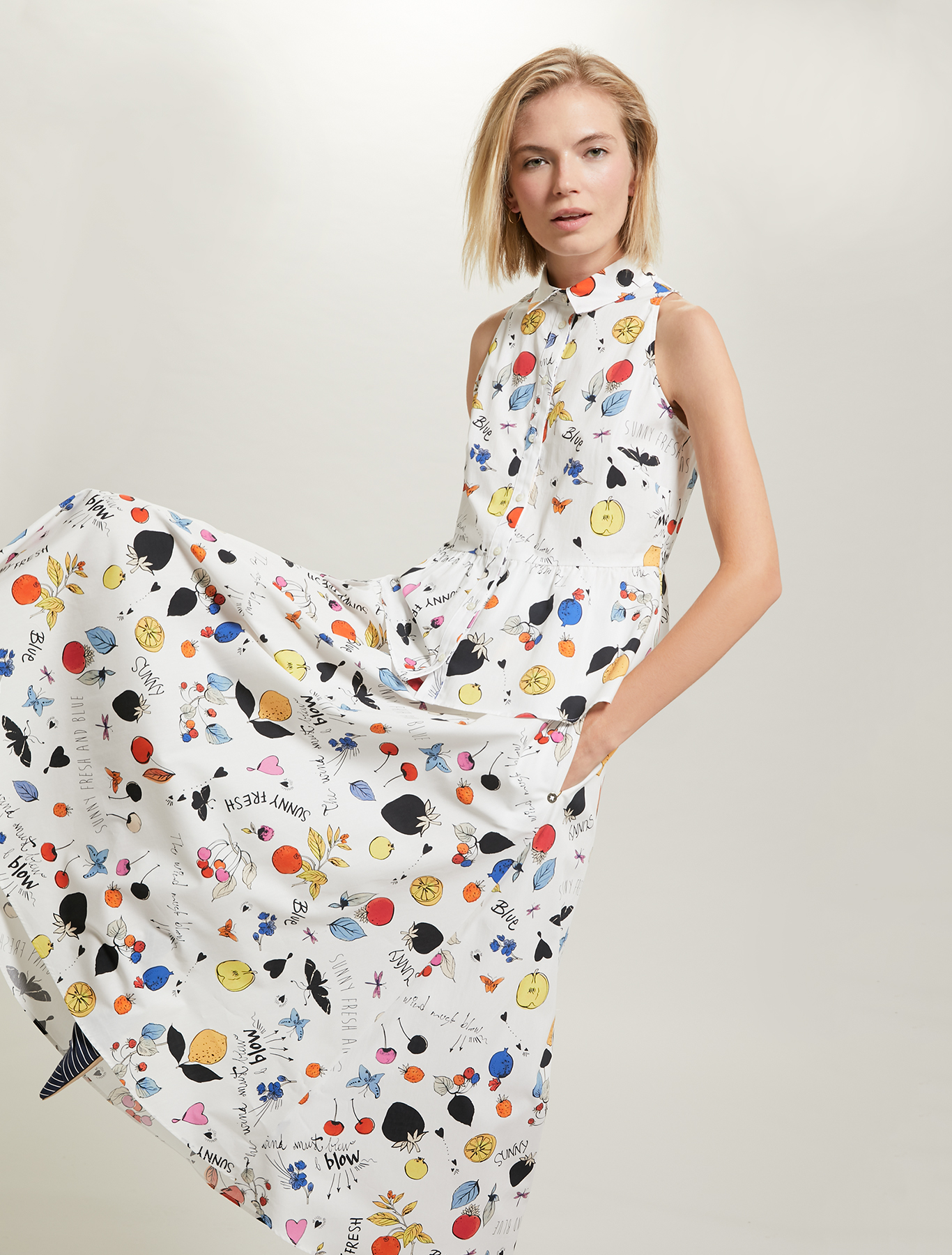 Printed cotton skirt, white pattern - Pennyblack Printed cotton skirt - white pattern - pennyblack