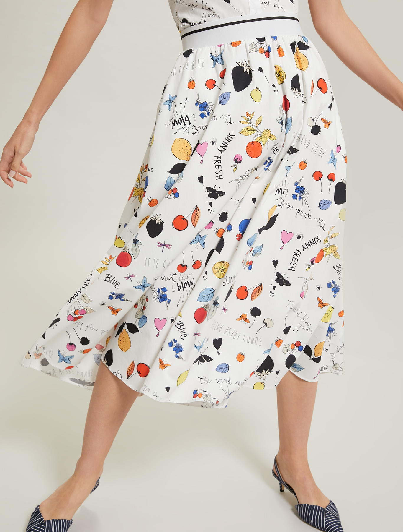Printed cotton skirt, white pattern - Pennyblack Printed cotton skirt - white pattern - pennyblack