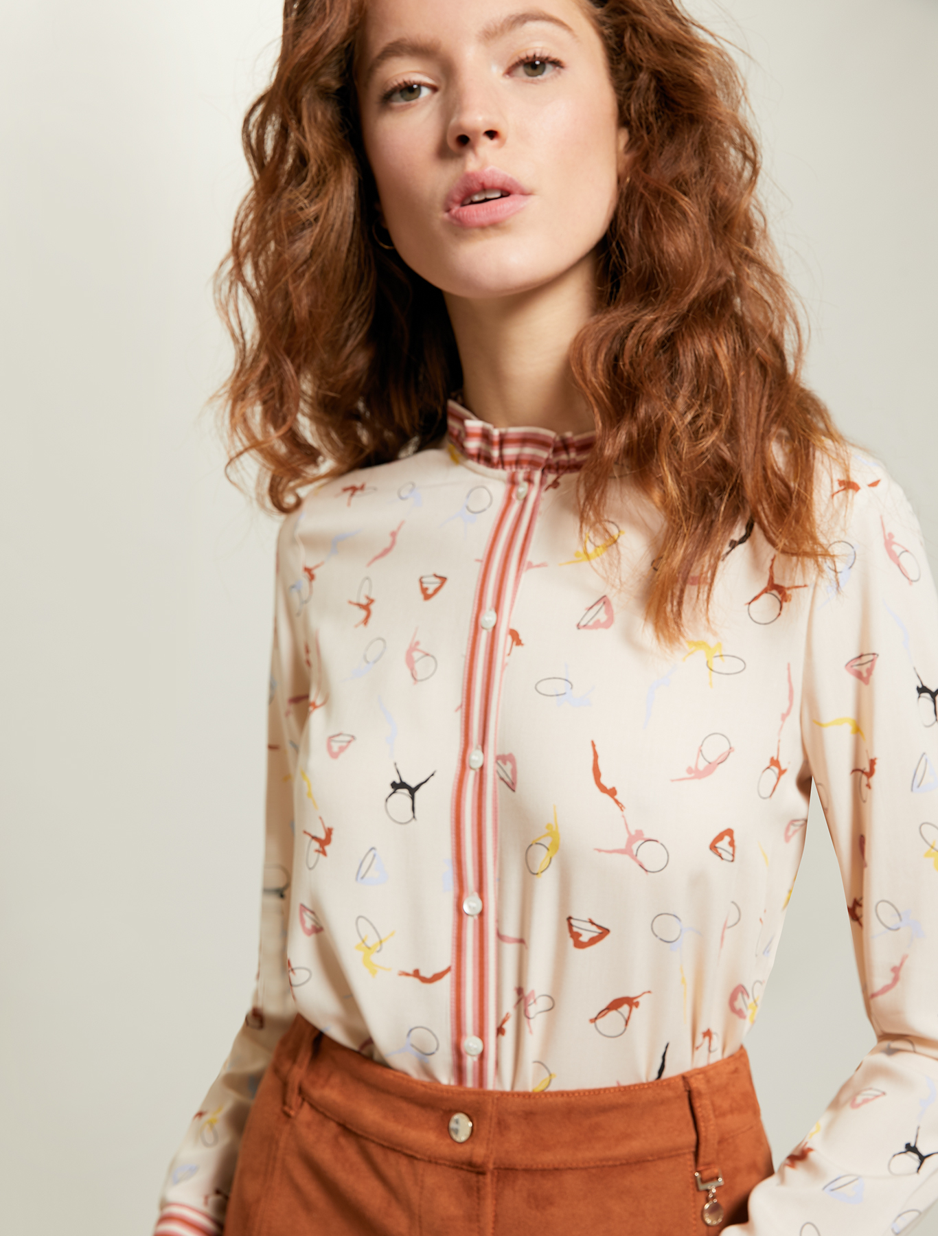 Shirt with ballerina print, rose pink pattern - Pennyblack Shirt with ballerina print - rose pink pattern - pennyblack