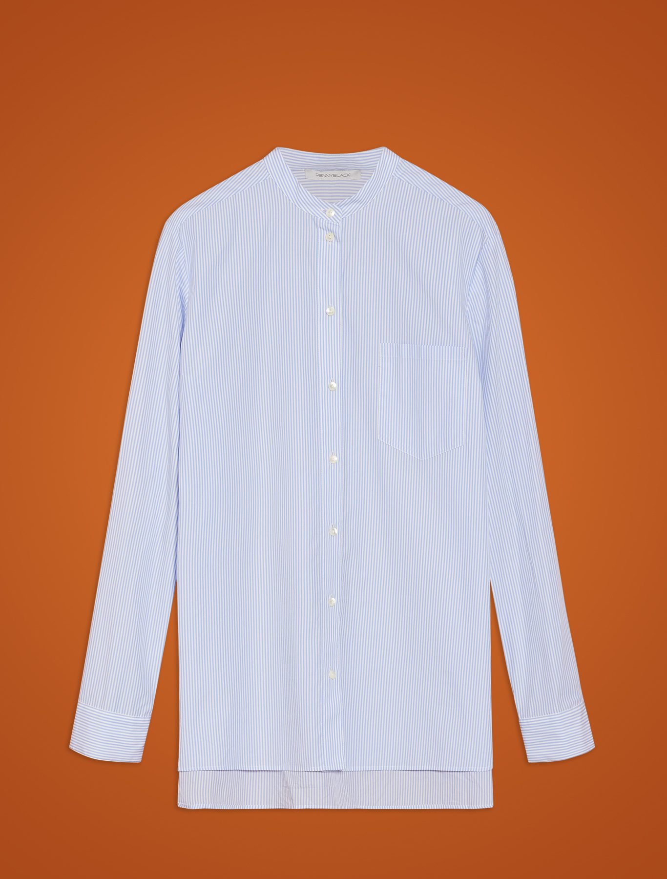 Striped poplin shirt, light blue pattern - Pennyblack Striped poplin shirt - light blue pattern - pennyblack