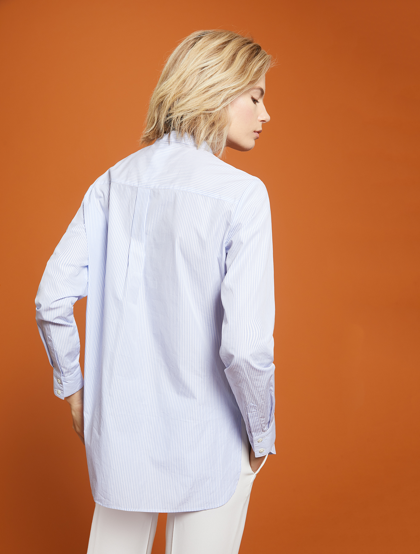 Striped poplin shirt, light blue pattern - Pennyblack Striped poplin shirt - light blue pattern - pennyblack
