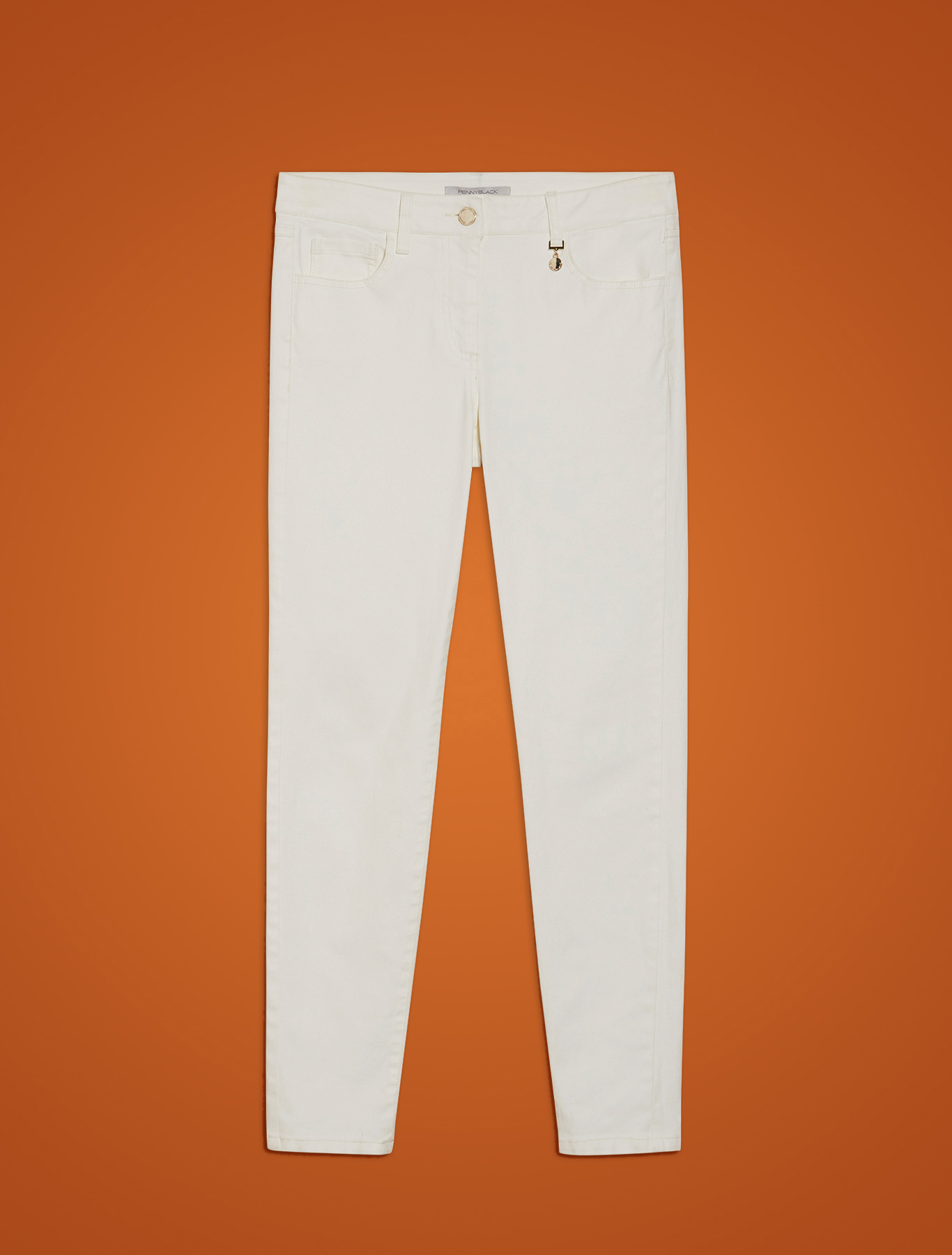 Skinny pants in cotton satin, ivory - Pennyblack Skinny pants in cotton satin - ivory - pennyblack