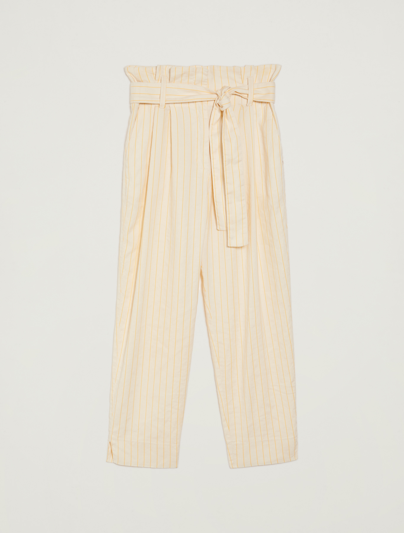Pinstriped linen-cotton trousers, sunshine yellow pattern - Pennyblack Pinstriped linen-cotton trousers - sunshine yellow pattern - pennyblack
