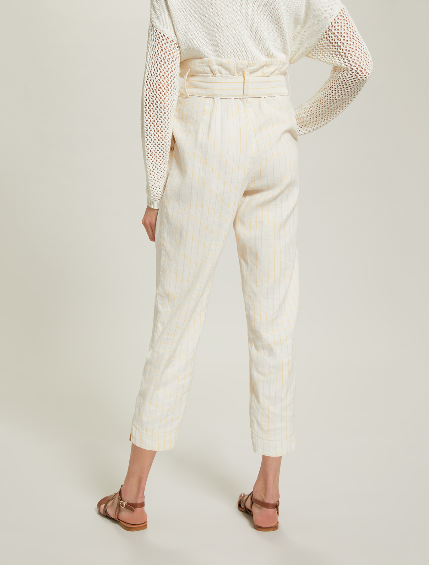 Pinstriped linen-cotton trousers, sunshine yellow pattern - Pennyblack Pinstriped linen-cotton trousers - sunshine yellow pattern - pennyblack