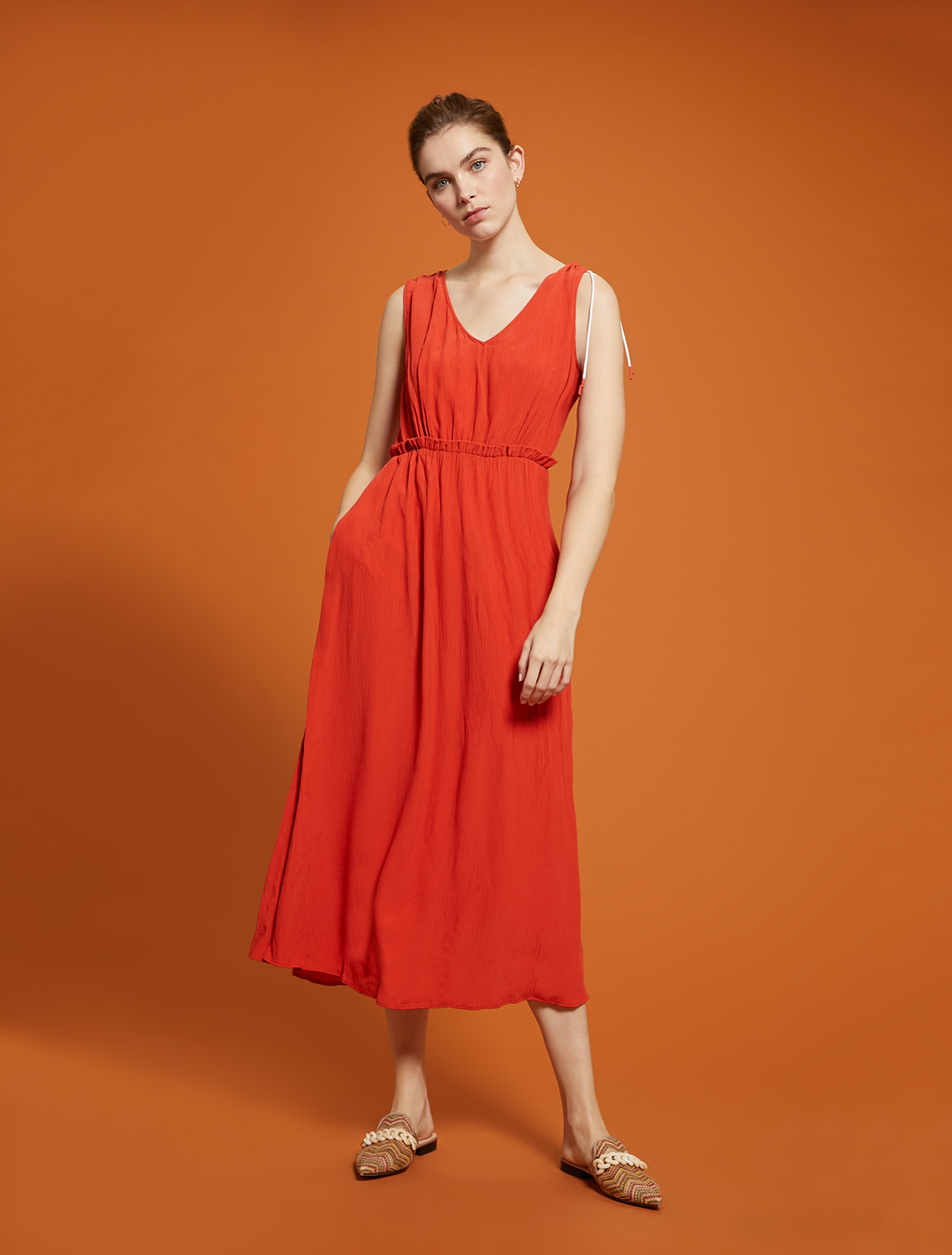 Long dress in crepon, red - Pennyblack Long dress in crepon - red - pennyblack