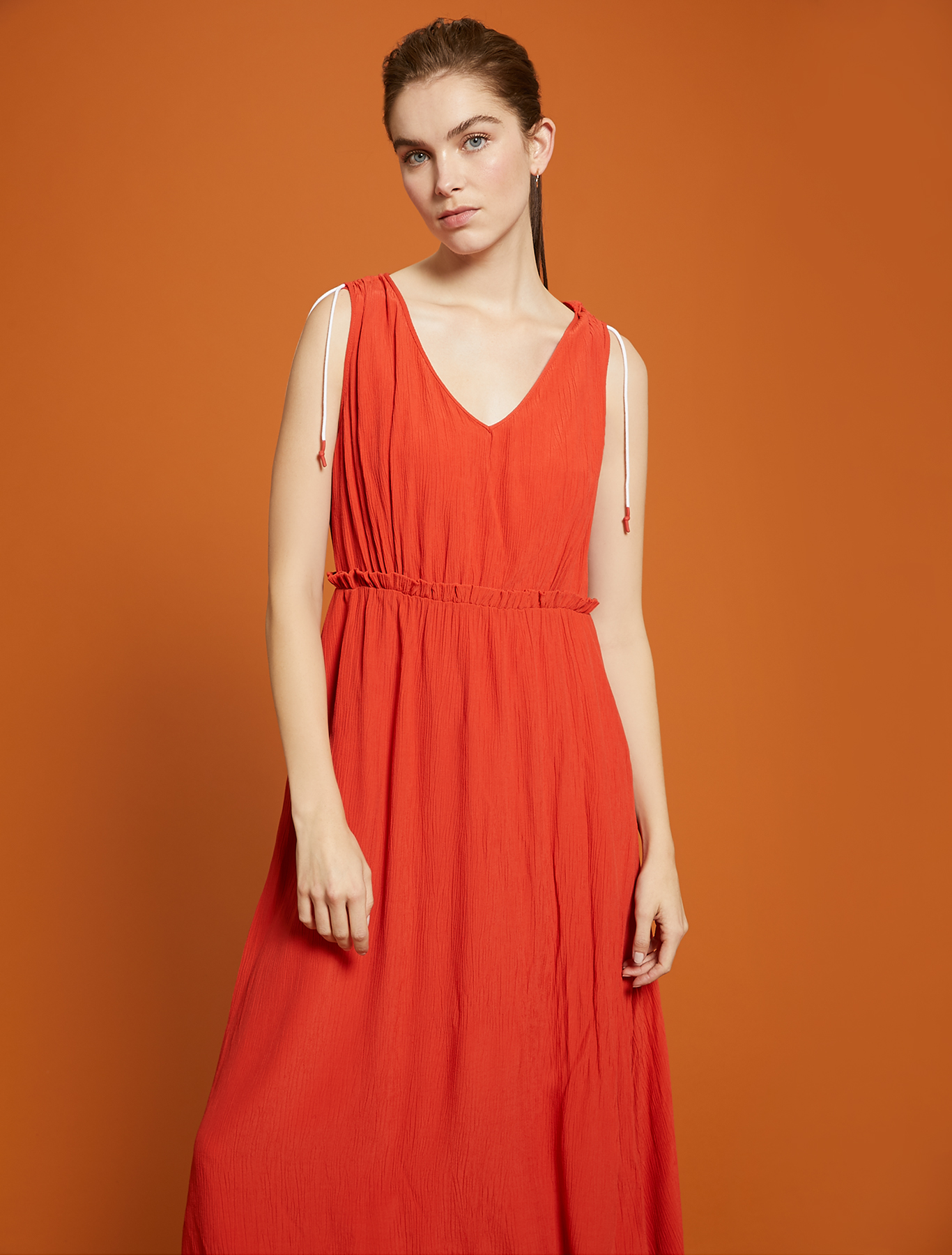 Long dress in crepon, red - Pennyblack Long dress in crepon - red - pennyblack