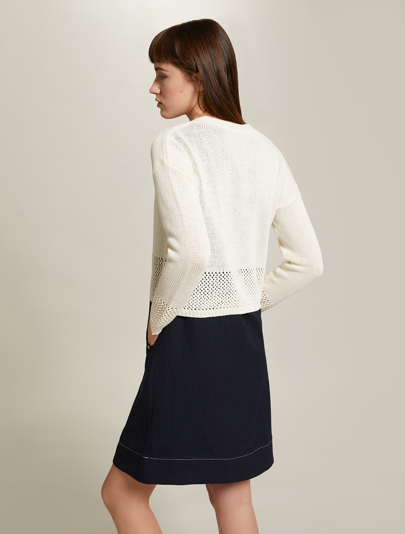 Cardigan with openwork inserts, ivory - Pennyblack Cardigan with openwork inserts - ivory - pennyblack