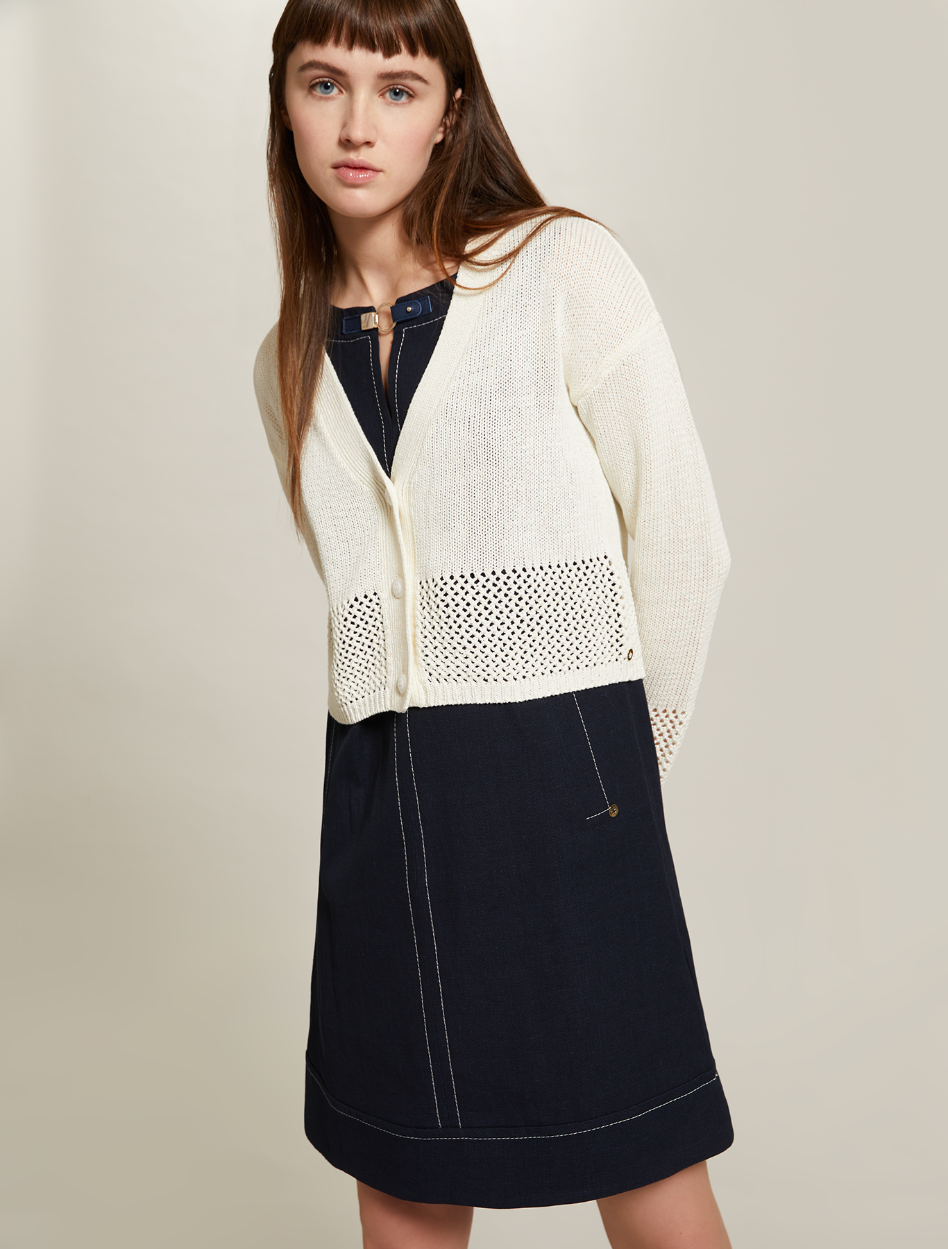 Cardigan with openwork inserts, ivory - Pennyblack Cardigan with openwork inserts - ivory - pennyblack