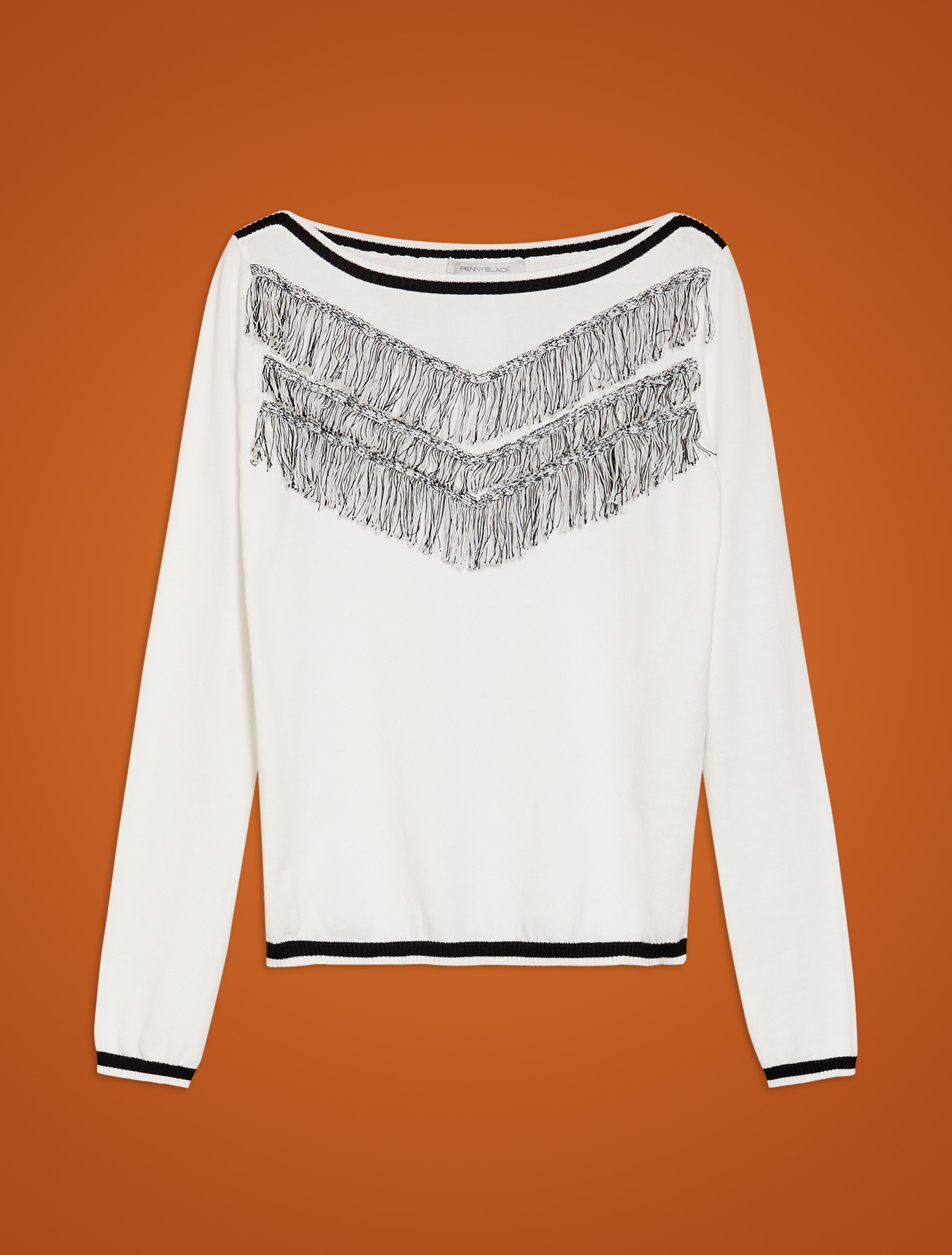 Cotton jumper with fringe, white - Pennyblack Cotton jumper with fringe - white - pennyblack