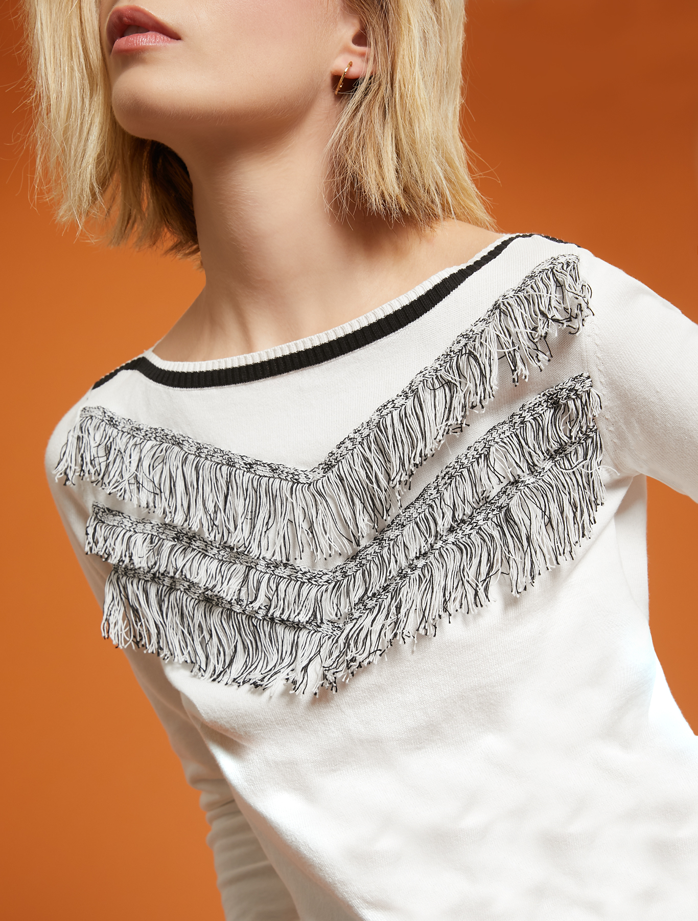 Cotton jumper with fringe, white - Pennyblack Cotton jumper with fringe - white - pennyblack