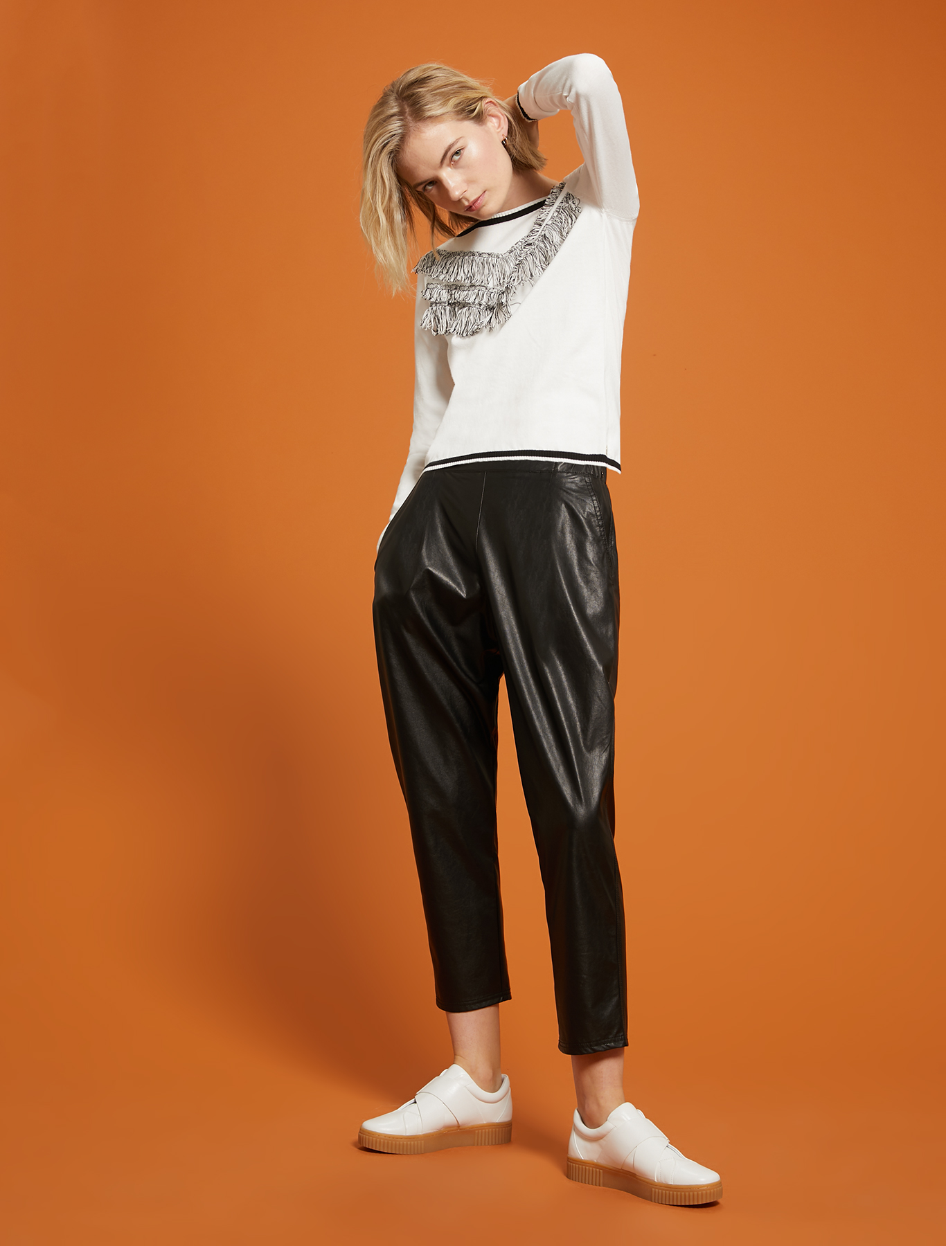 Cotton jumper with fringe, white - Pennyblack Cotton jumper with fringe - white - pennyblack