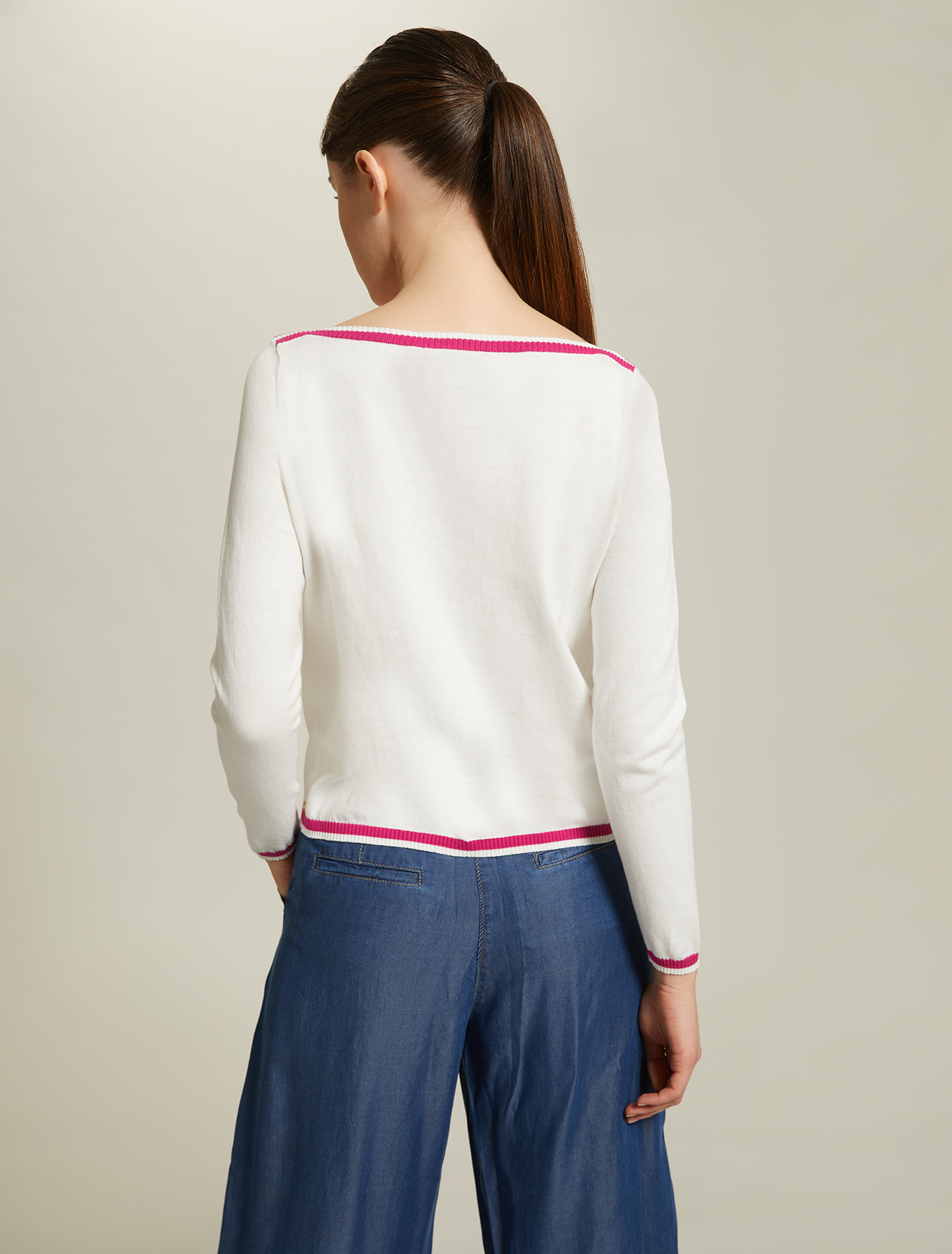 Cotton jumper with fringe, ivory - Pennyblack Cotton jumper with fringe - ivory - pennyblack