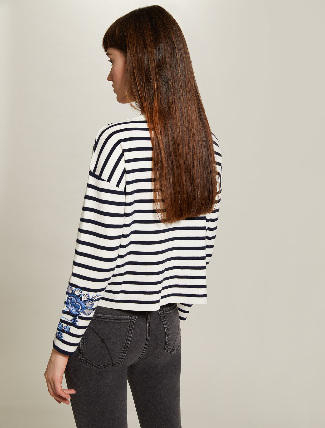 Embroidered cotton jumper, navy blue pattern - Pennyblack Embroidered cotton jumper - navy blue pattern - pennyblack