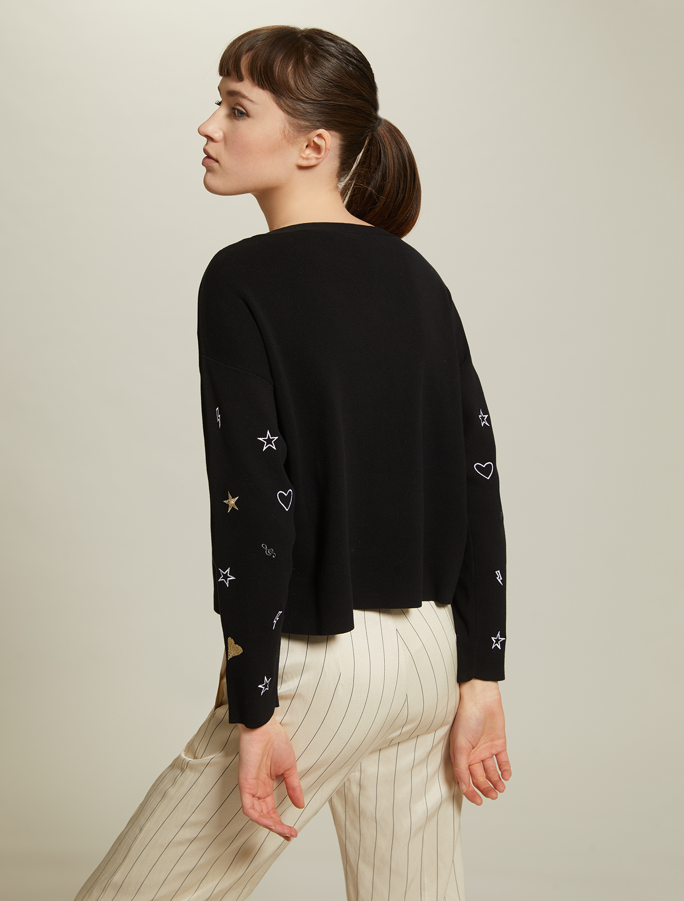 Embroidered cotton jumper, black - Pennyblack Embroidered cotton jumper - black - pennyblack