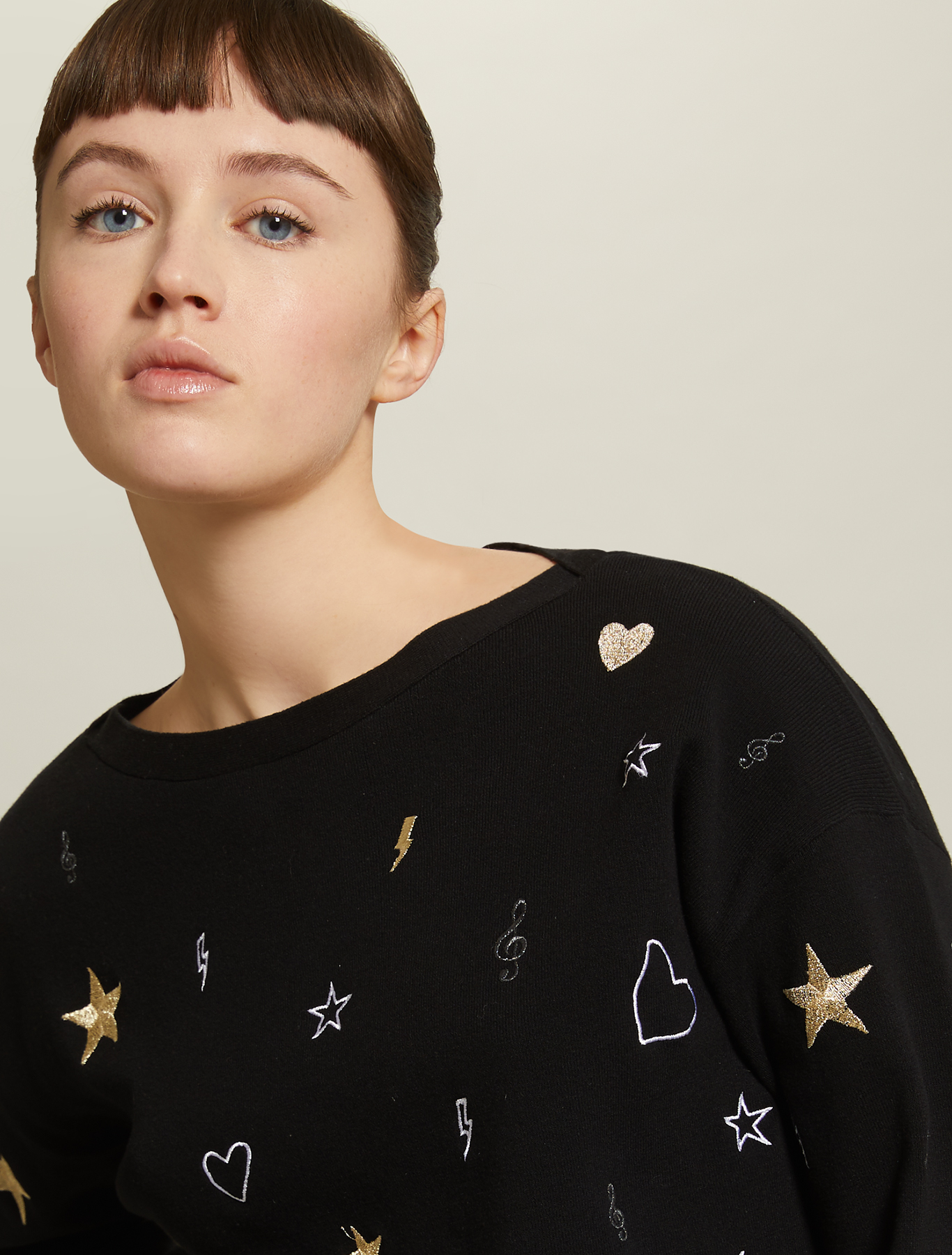 Embroidered cotton jumper, black - Pennyblack Embroidered cotton jumper - black - pennyblack
