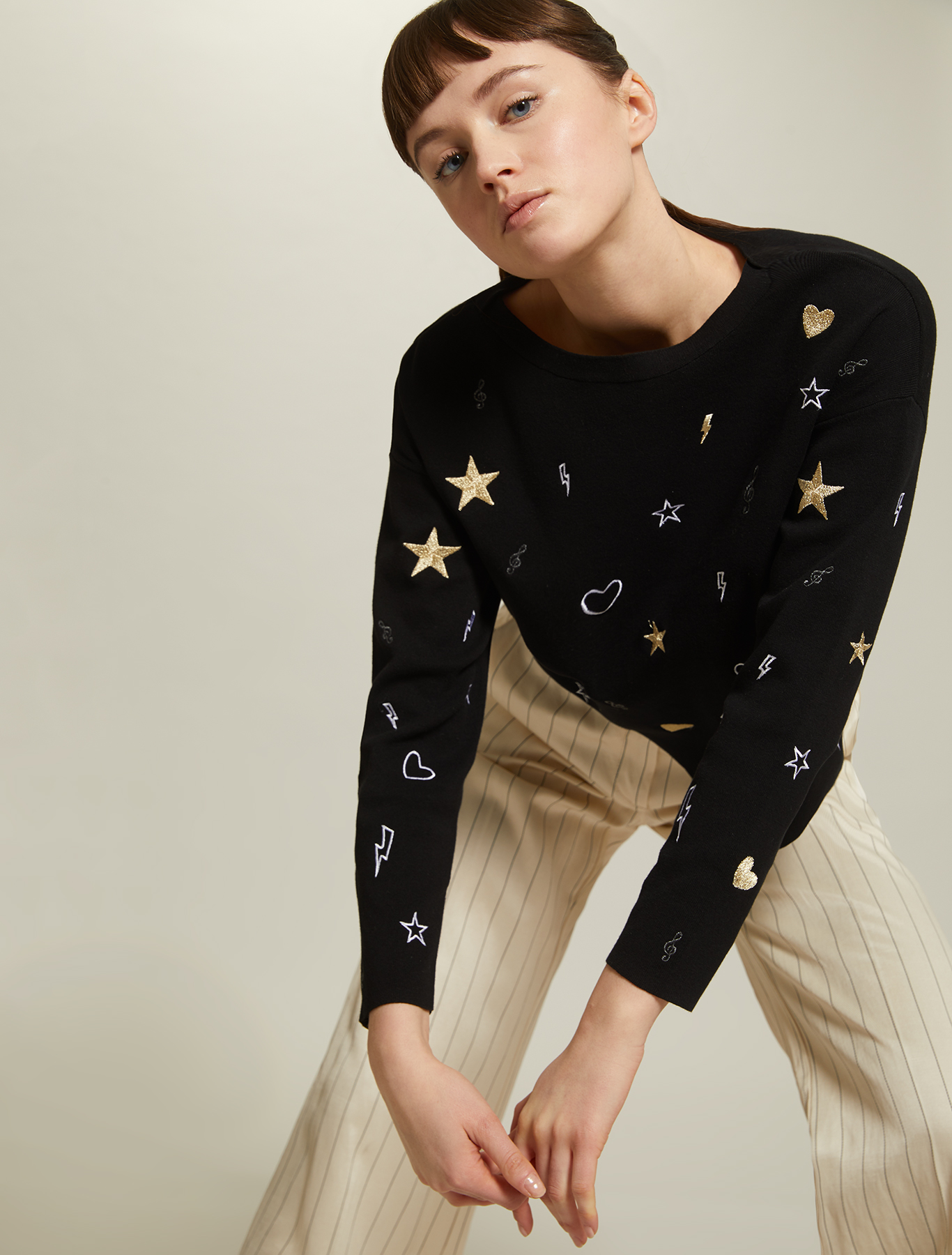 Embroidered cotton jumper, black - Pennyblack Embroidered cotton jumper - black - pennyblack