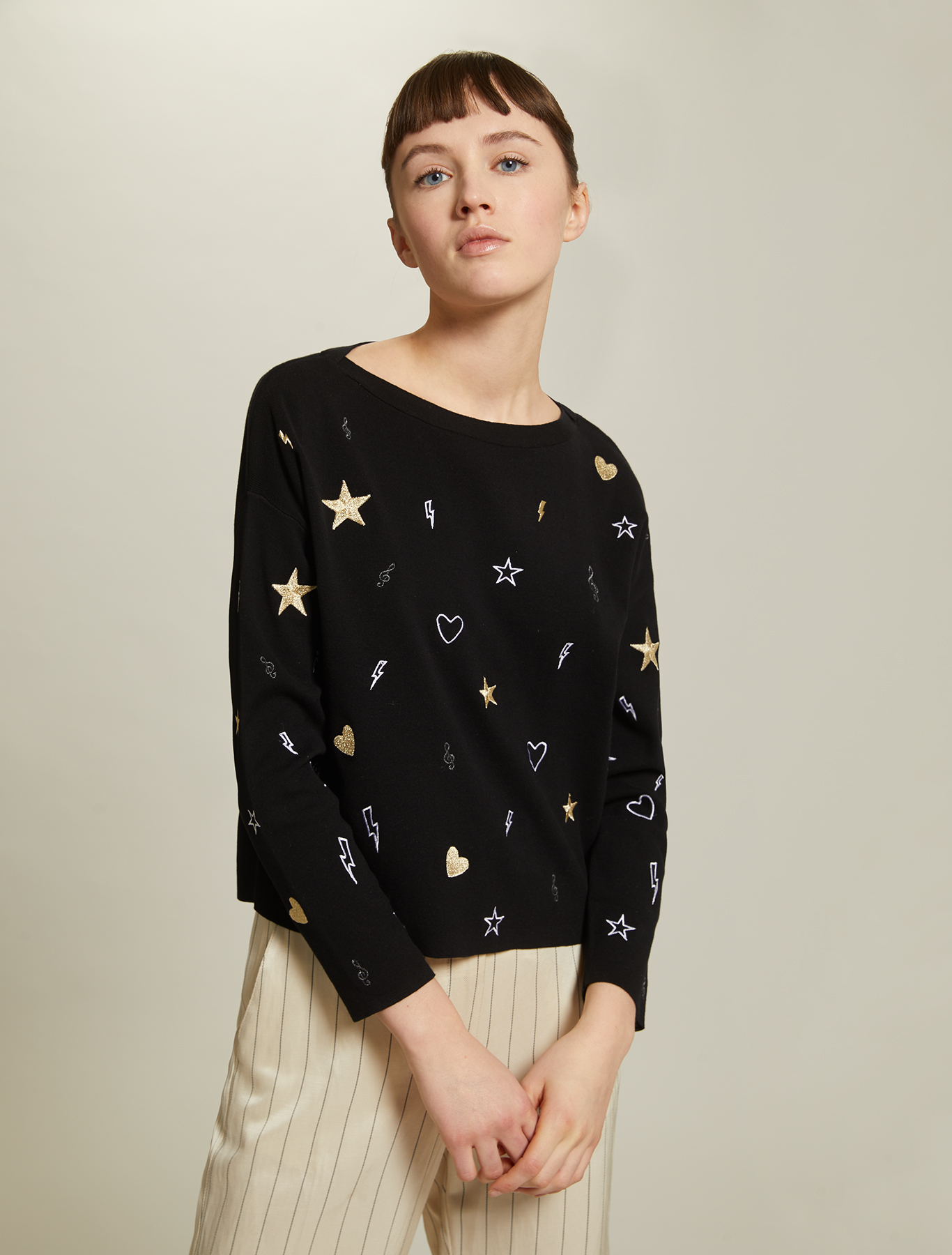 Embroidered cotton jumper, black - Pennyblack Embroidered cotton jumper - black - pennyblack