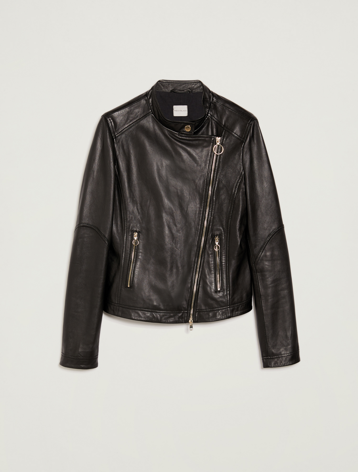 Leather biker jacket, black - Pennyblack Leather biker jacket - black - pennyblack
