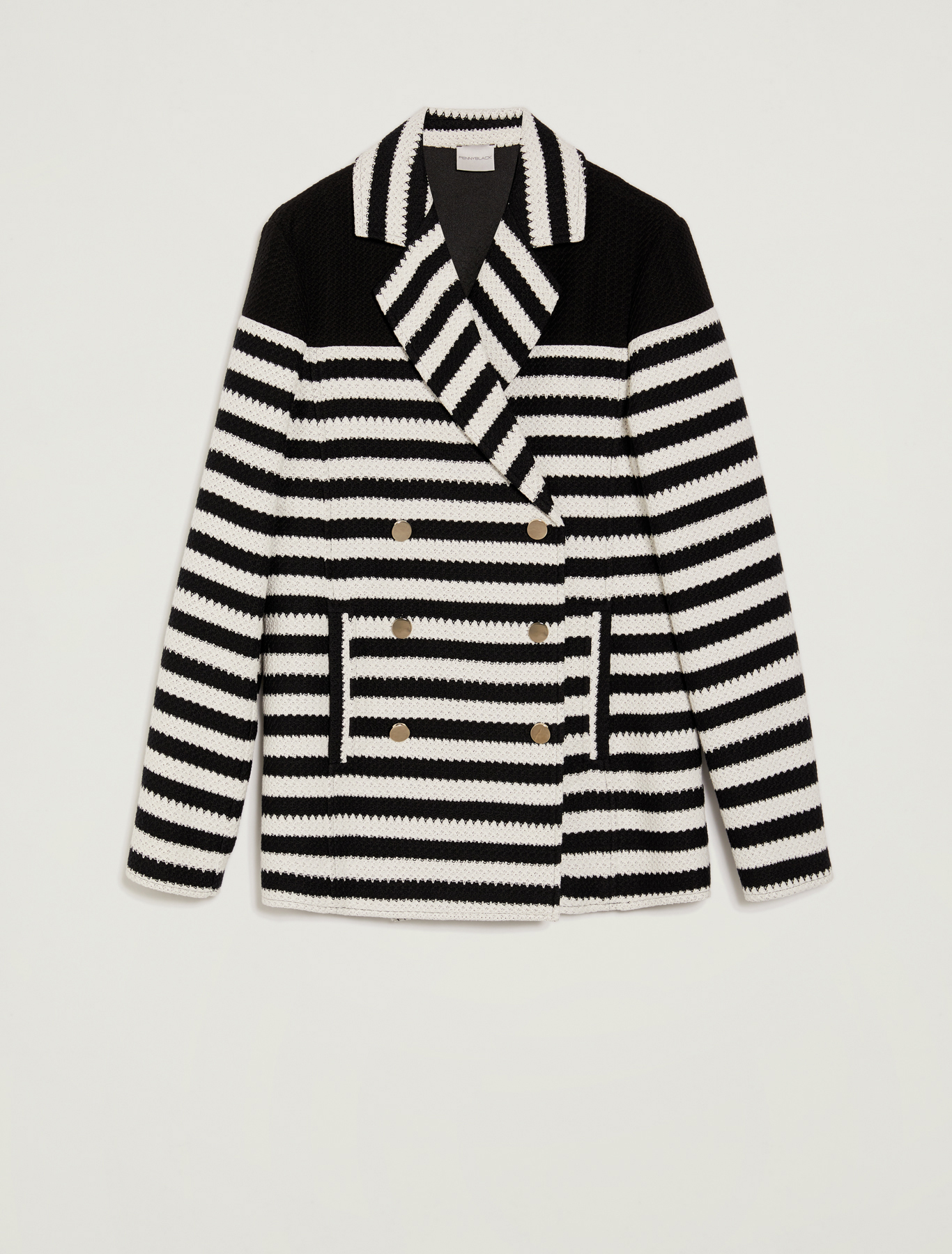 Striped jersey pea coat, white pattern - Pennyblack Striped jersey pea coat - white pattern - pennyblack