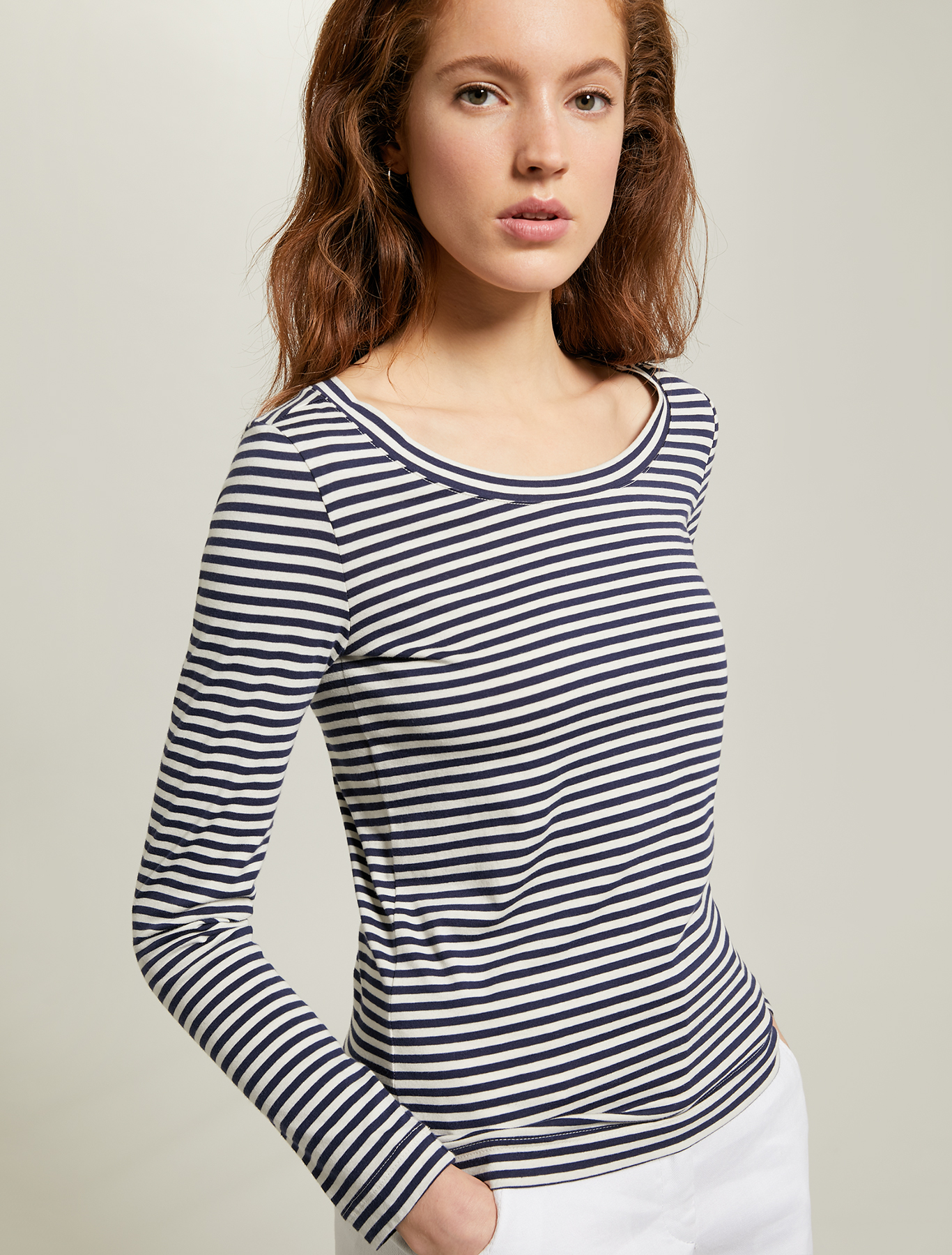 Striped cotton T-shirt, navy blue pattern - Pennyblack Striped cotton T-shirt - navy blue pattern - pennyblack
