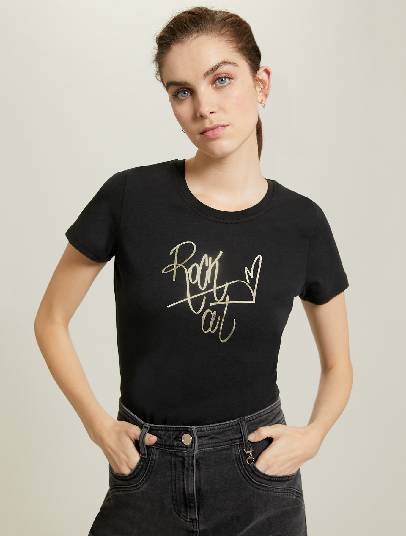 Printed cotton T-shirt, black - Pennyblack Printed cotton T-shirt - black - pennyblack