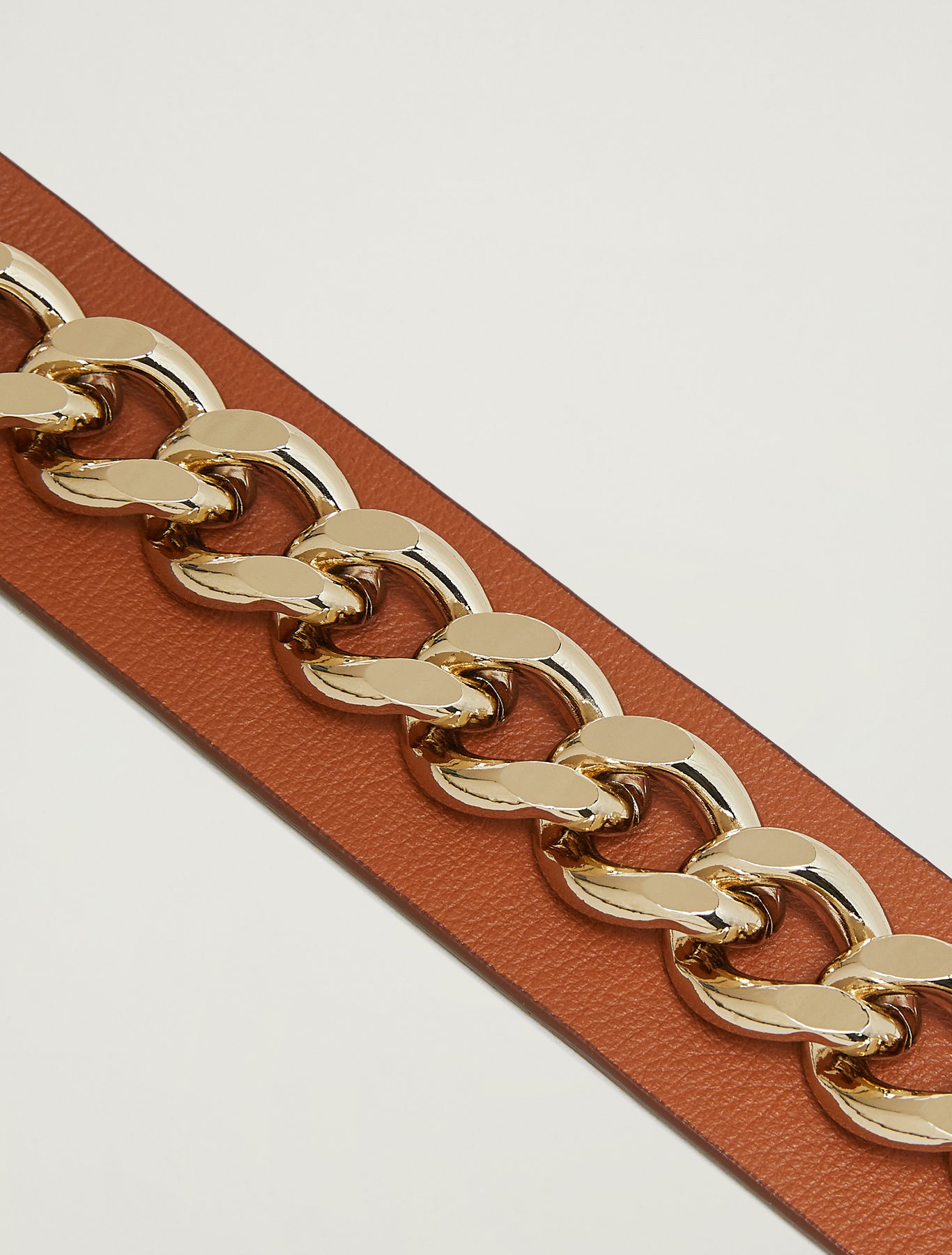 Leather belt with chain, tan - Pennyblack Leather belt with chain - tan - pennyblack