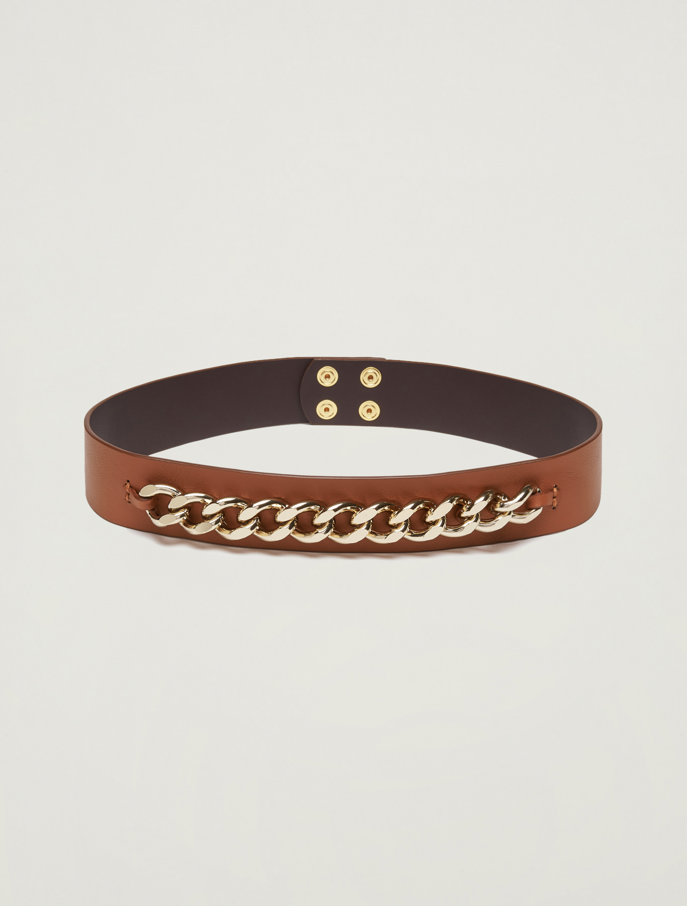 Leather belt with chain, tan - Pennyblack Leather belt with chain - tan - pennyblack
